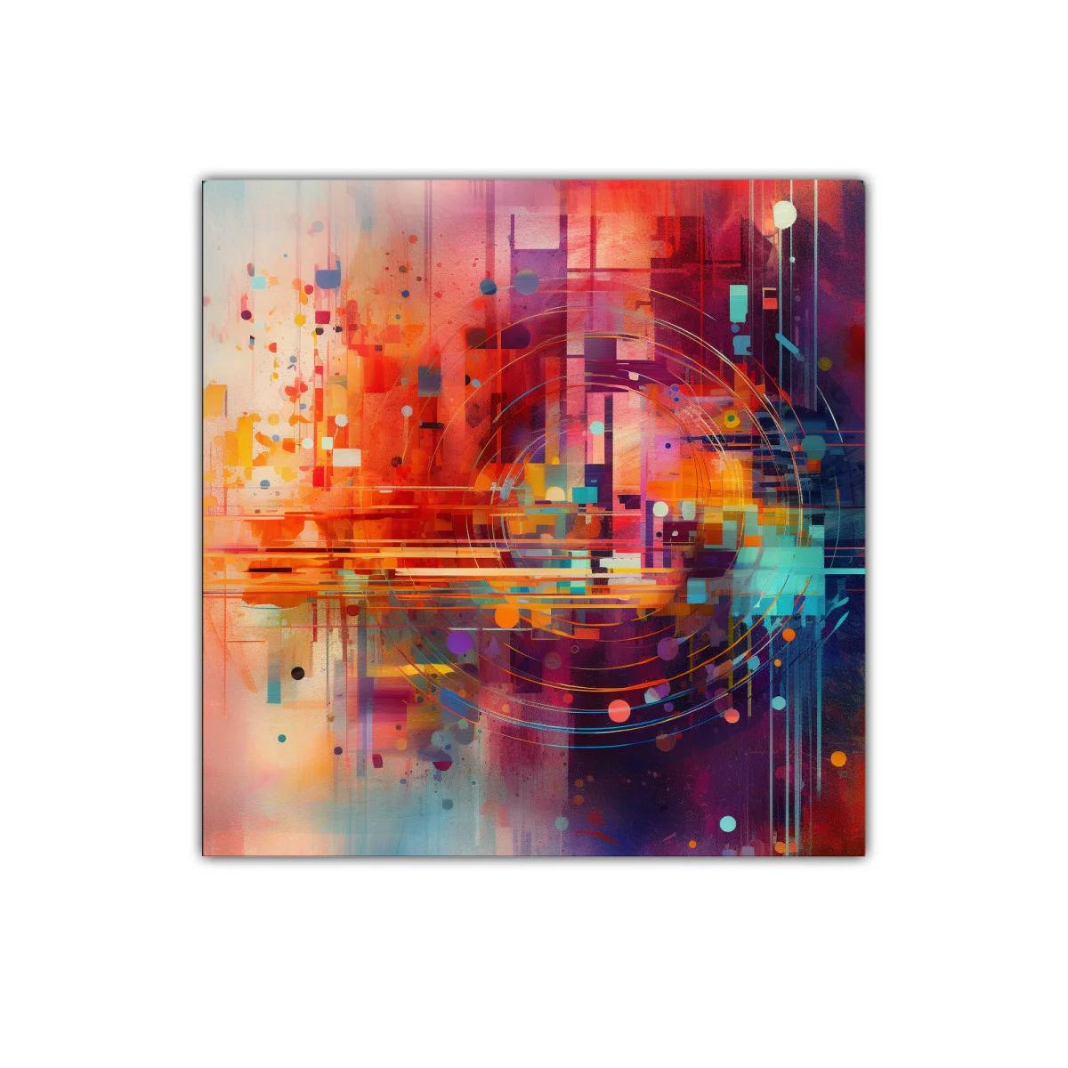 Cuadro abstracto con formas circulares y colores vibrantes — imagen principal