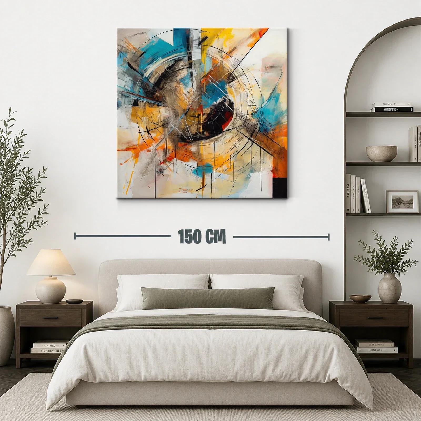 Cuadro abstracto con formas circulares y tonos vibrantes — miniatura 3