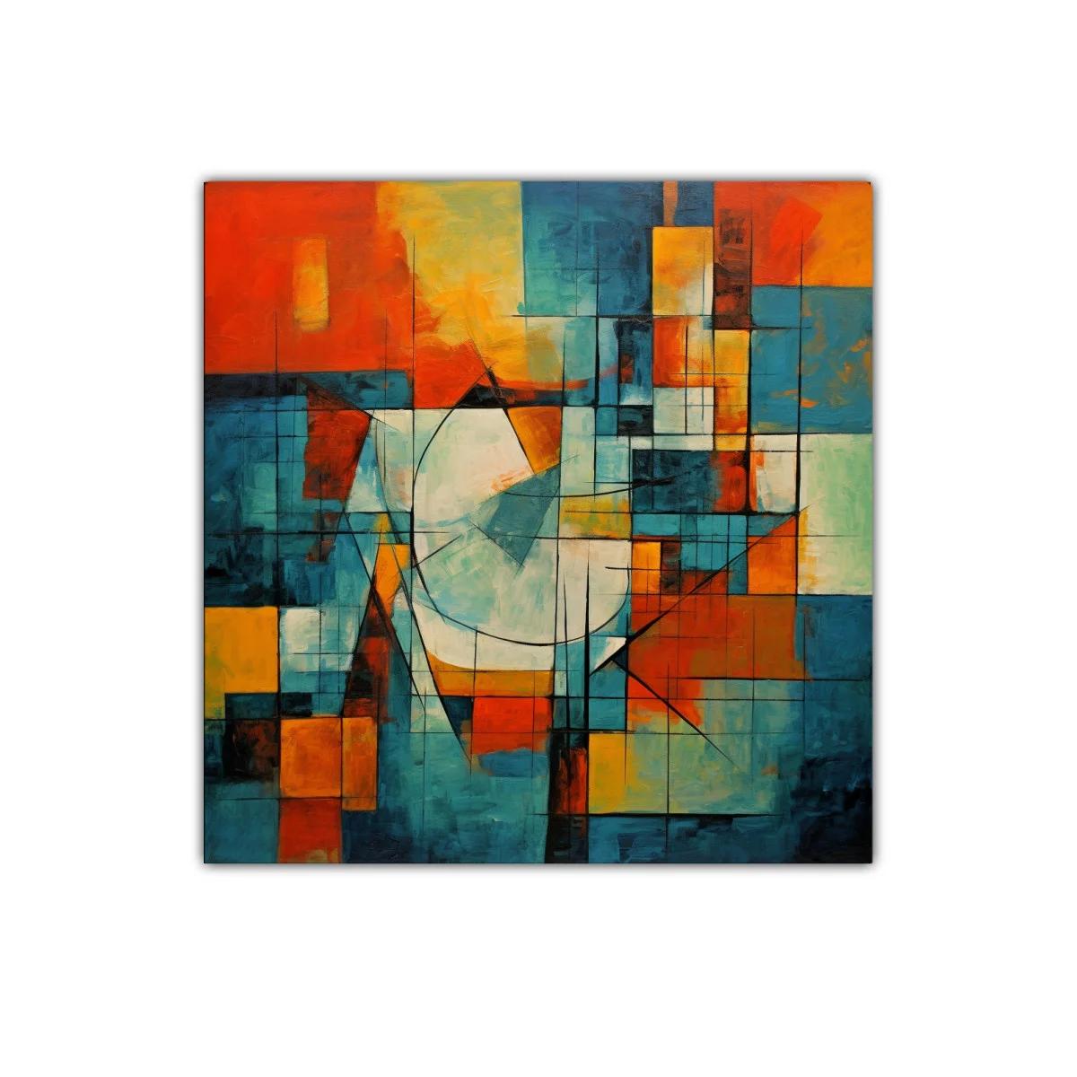 Composición abstracta con formas geométricas y colores vibrantes