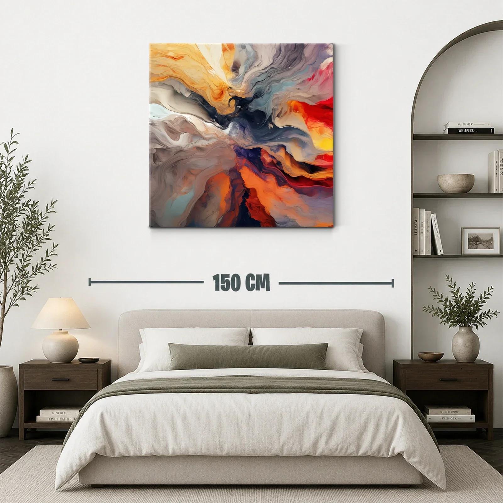 Cuadro abstracto con vibrantes tonos cálidos y fríos — miniatura 3