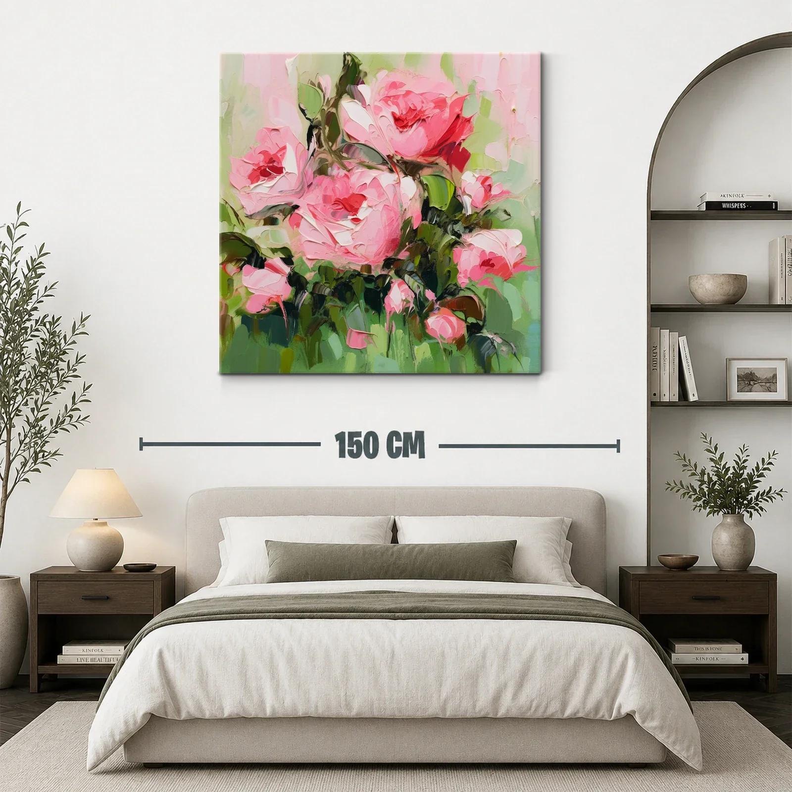 Cuadro florales en tonos rosas y verdes vibrantes — miniatura 3