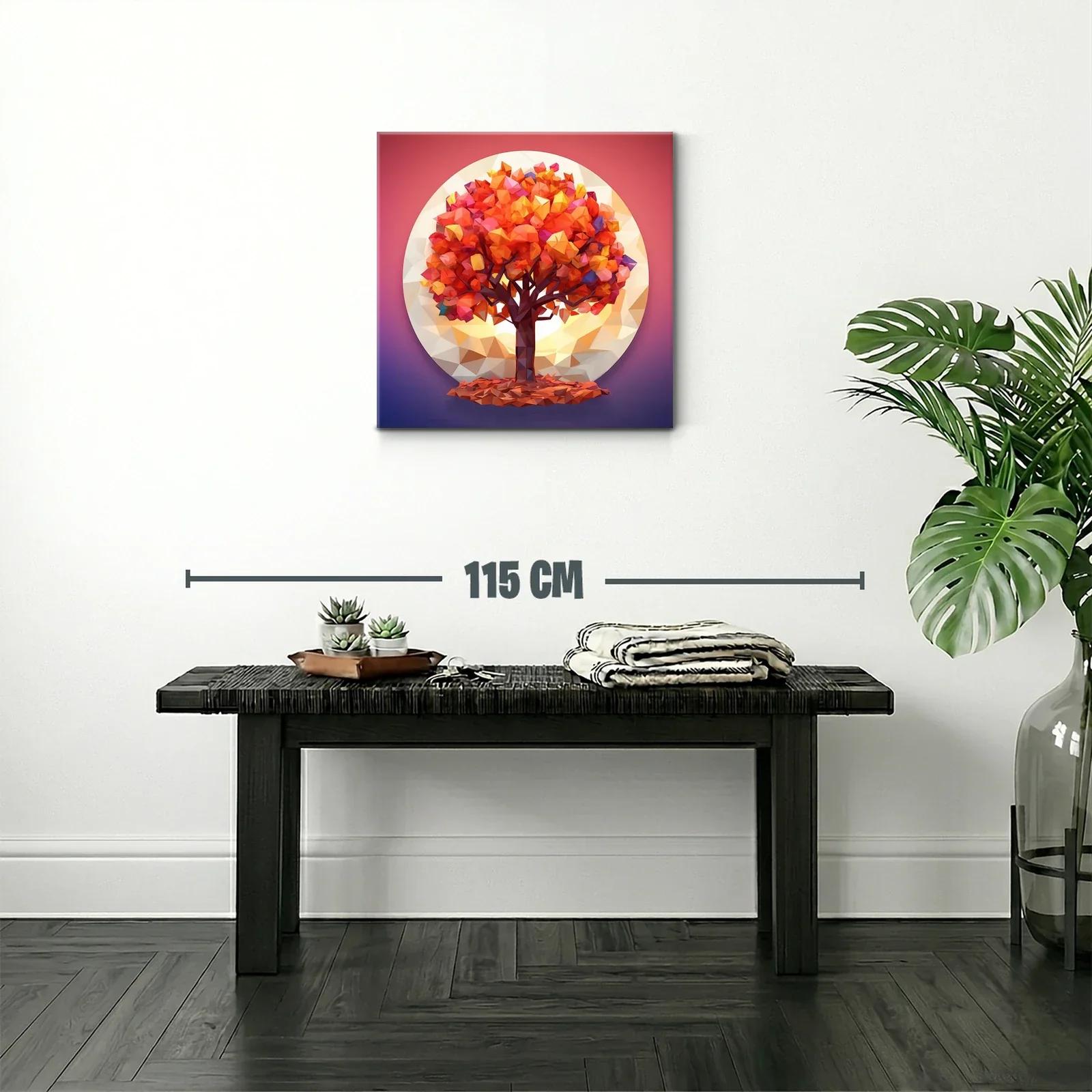 Árbol otoñal vibrante en entorno geométrico circular — miniatura 2