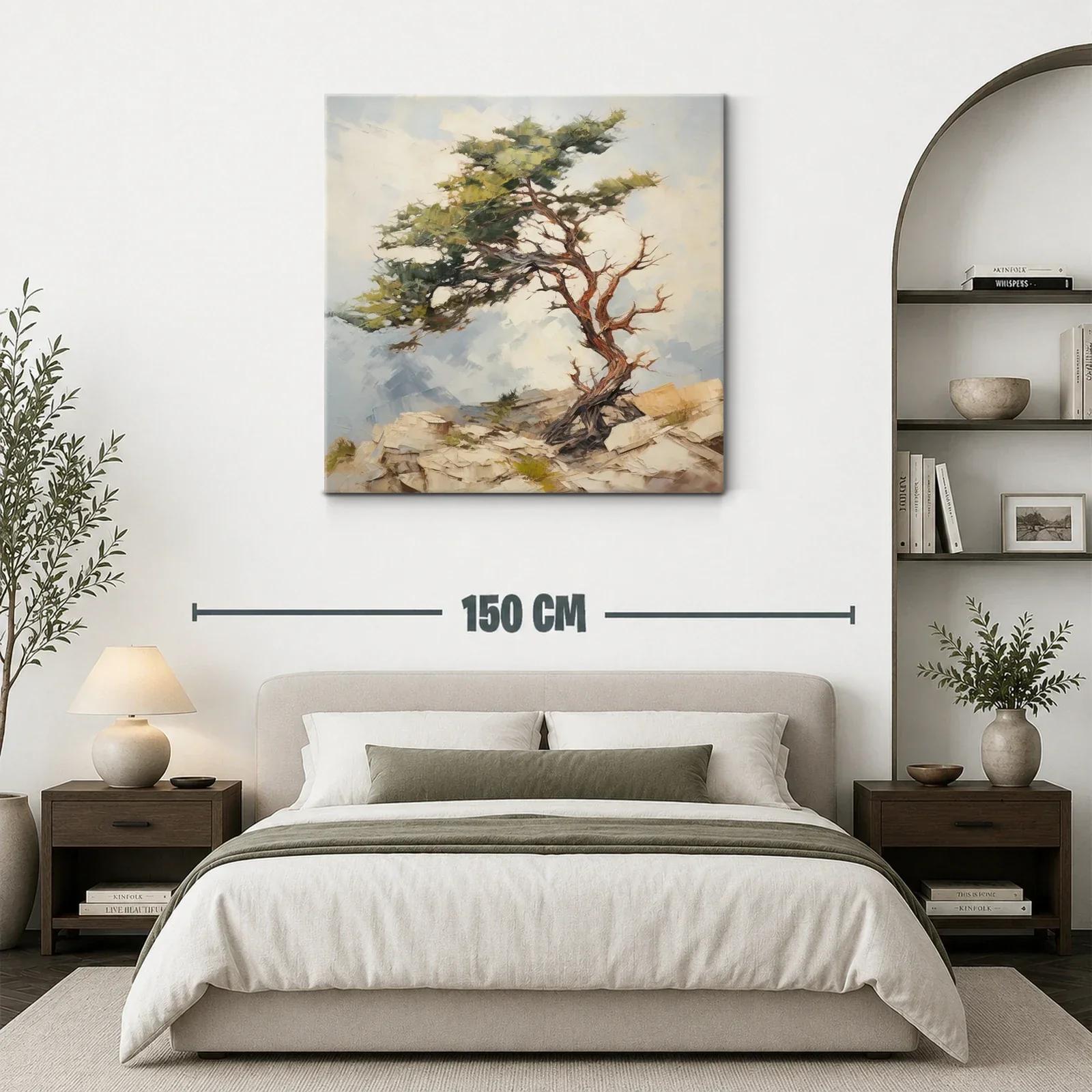 Árbol solitario sobre rocas con cielo despejado — miniatura 3