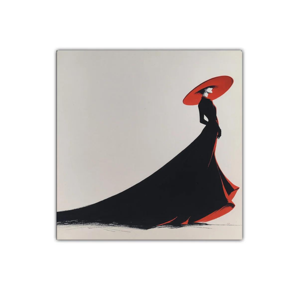 Elegancia y sofisticación en figura femenina con gran sombrero rojo — imagen principal