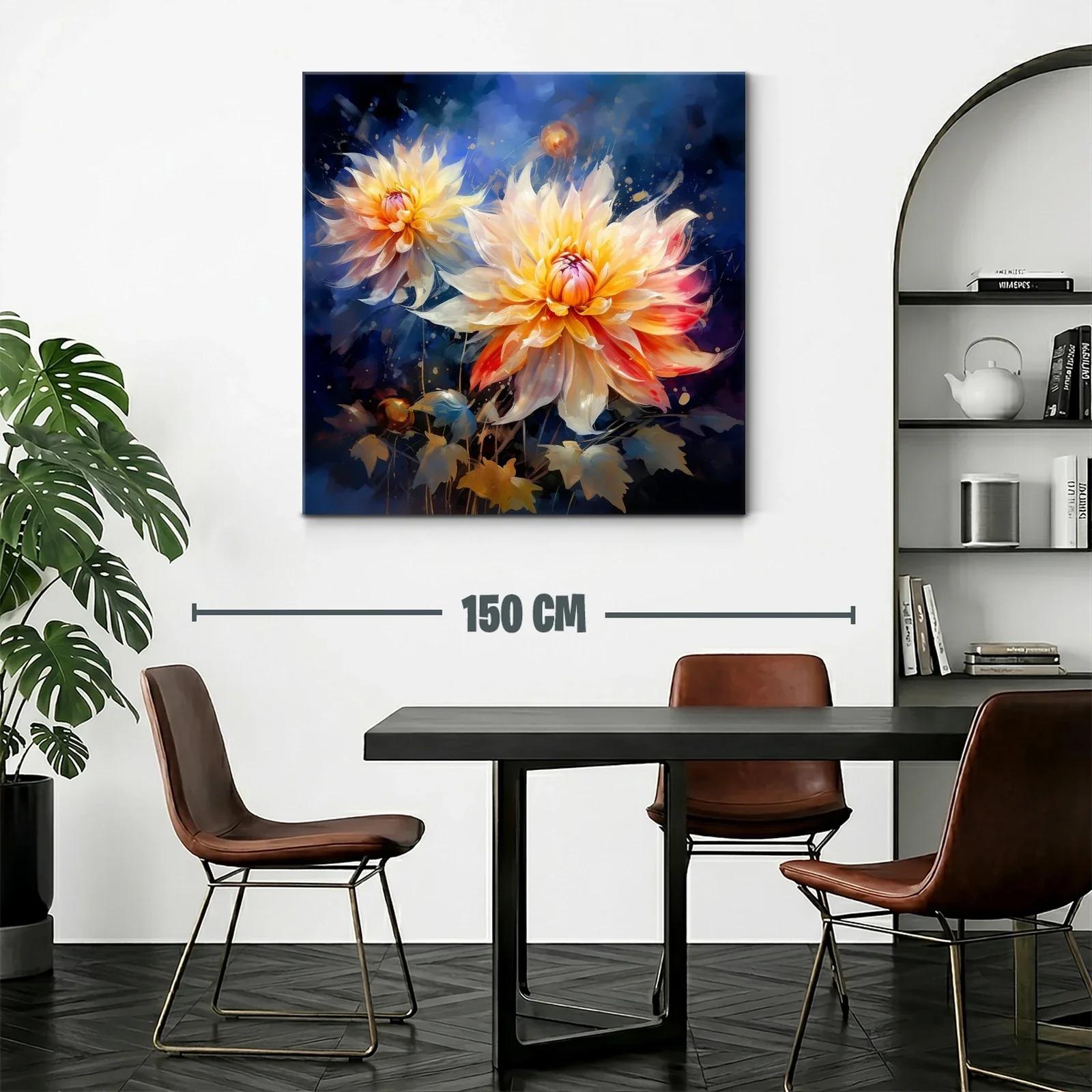 Flores en tonos cálidos con fondo azul profundo y vibrante — miniatura 2