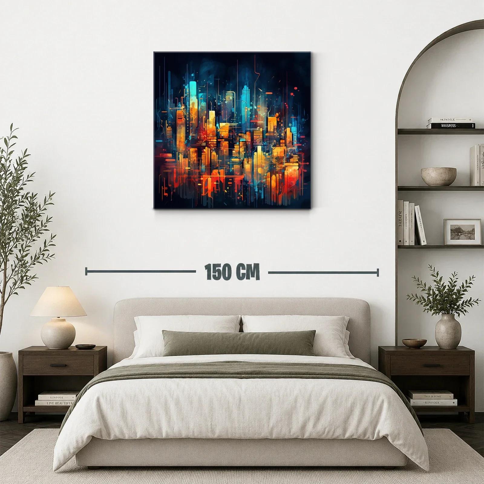 Ciudad futurista vibrante con luces cálidas y frías — miniatura 3