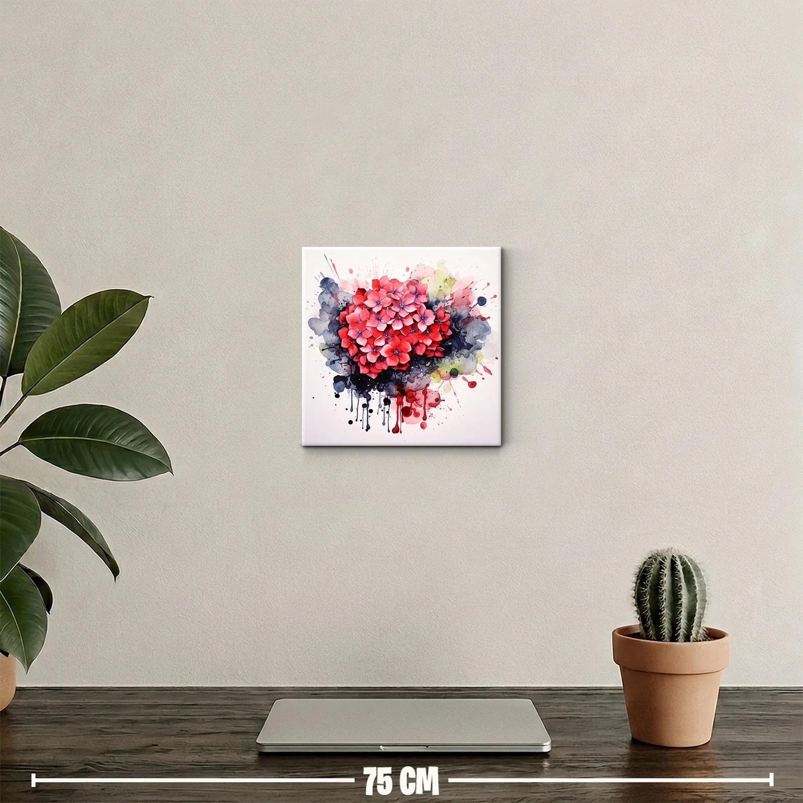 Cuadro decorativo con flores rojas y fondo abstracto — miniatura 2