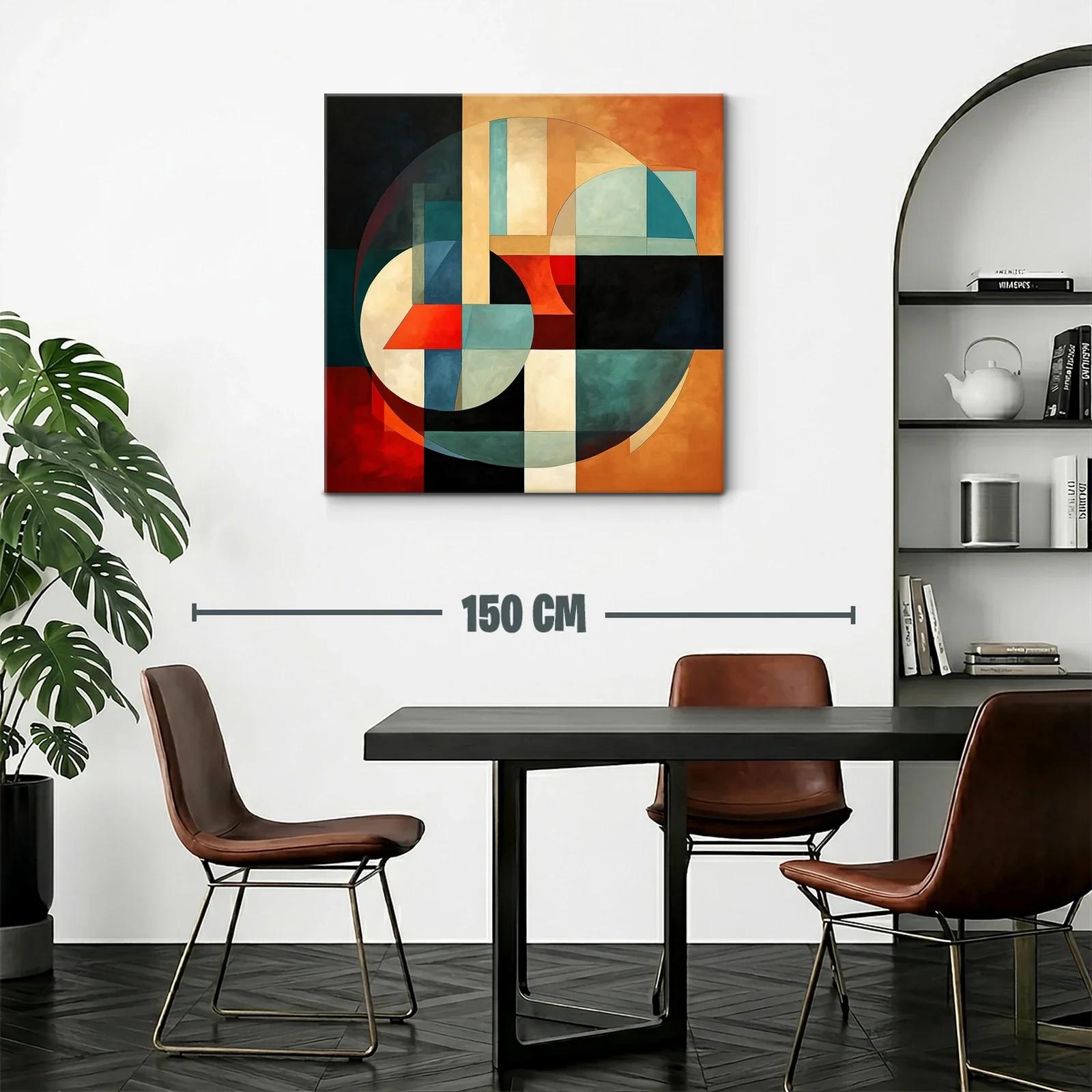 Arte abstracto geométrico con vibrantes tonos cálidos y fríos — miniatura 2