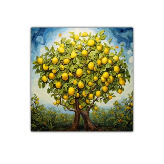 Árbol de limones exuberante y vibrante en paisaje soleado