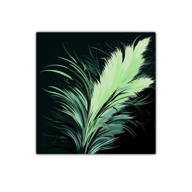 Pluma Verde en Movimiento sobre Fondo Oscuro