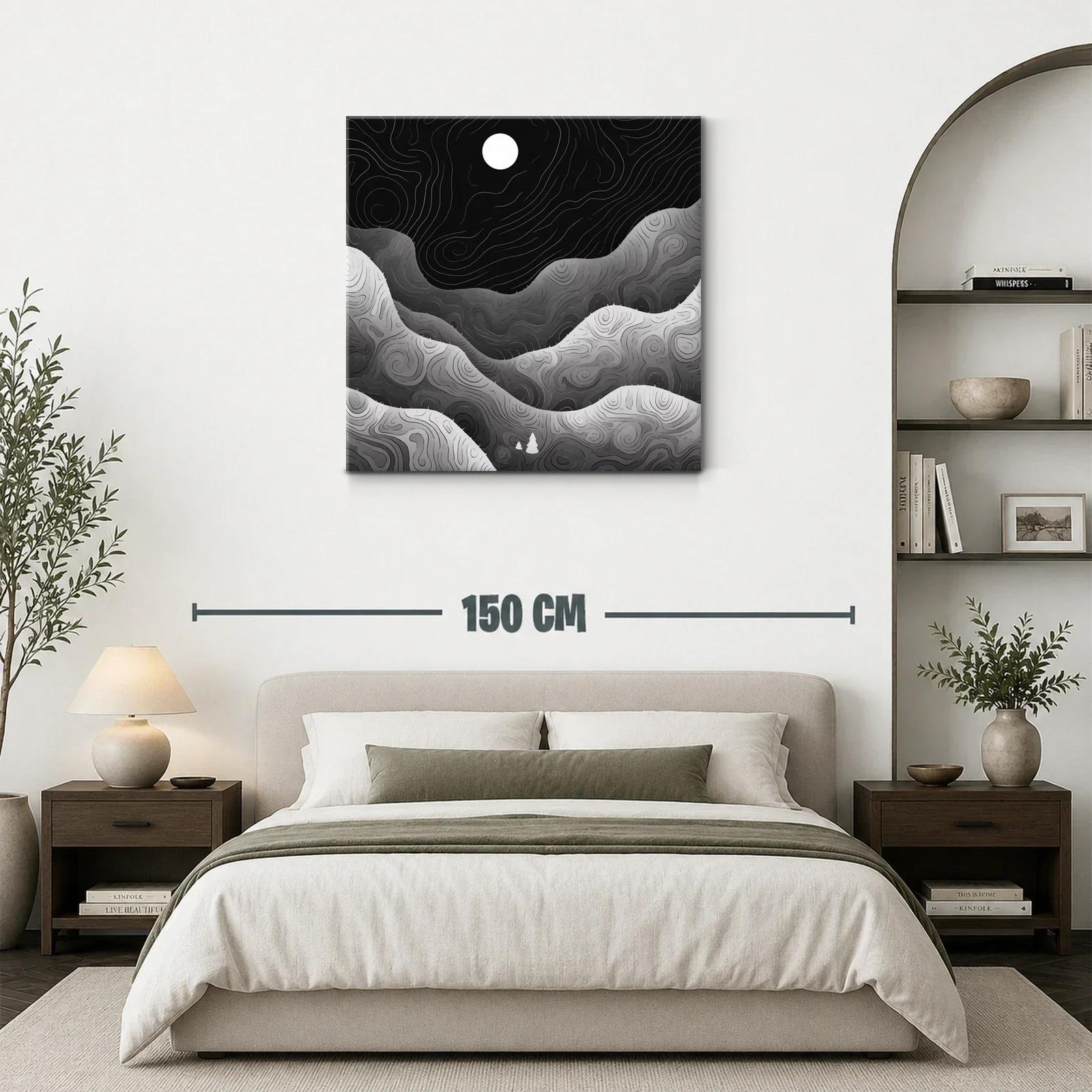 Paisaje nocturno abstracto en tonos grises y negros — miniatura 3