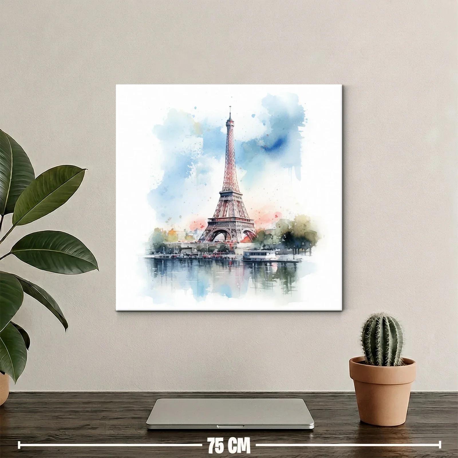 Eiffel Tower en acuarela con tonos suaves y vibrantes — miniatura 2