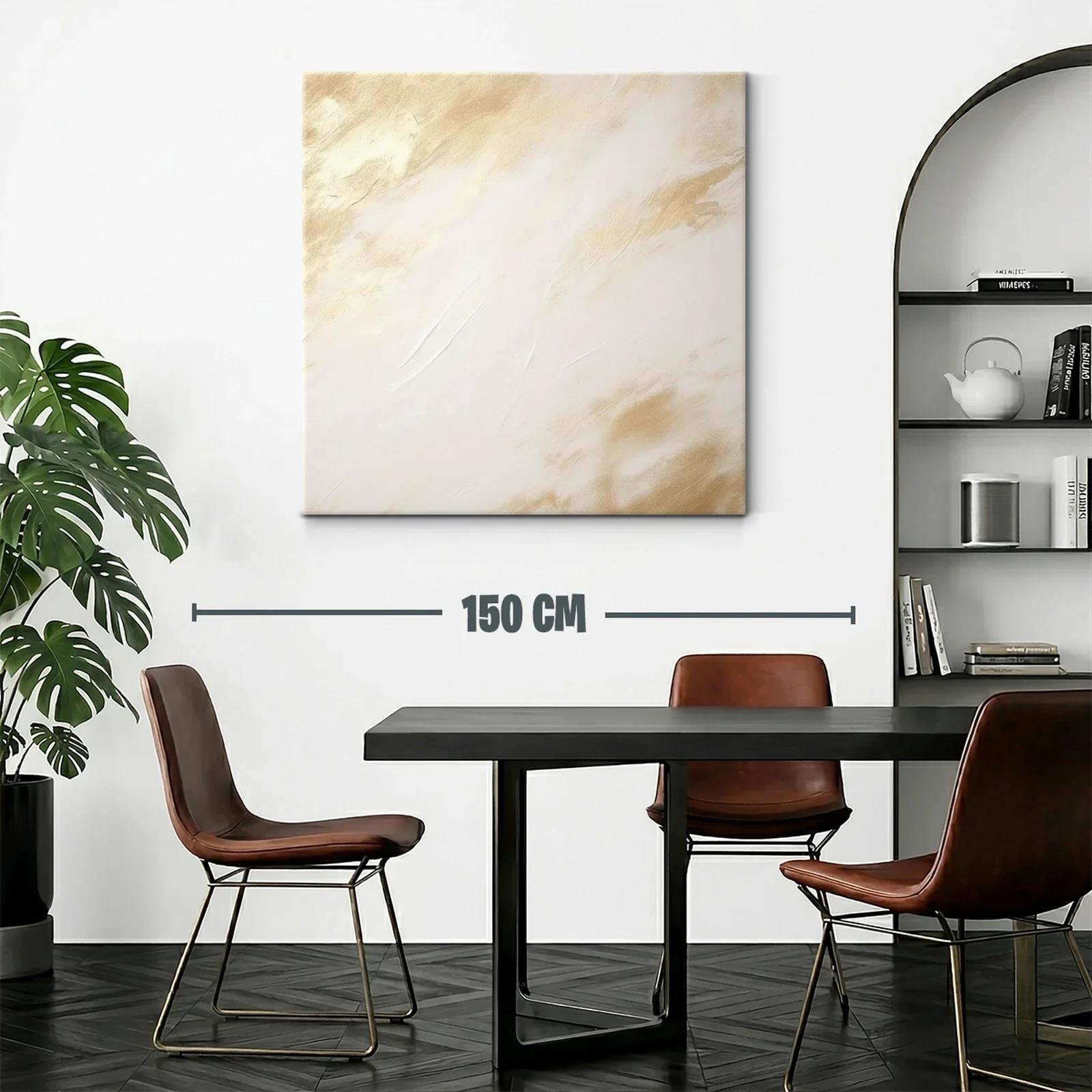 Cuadro abstracto en tonos beige y crema cálidos — miniatura 2