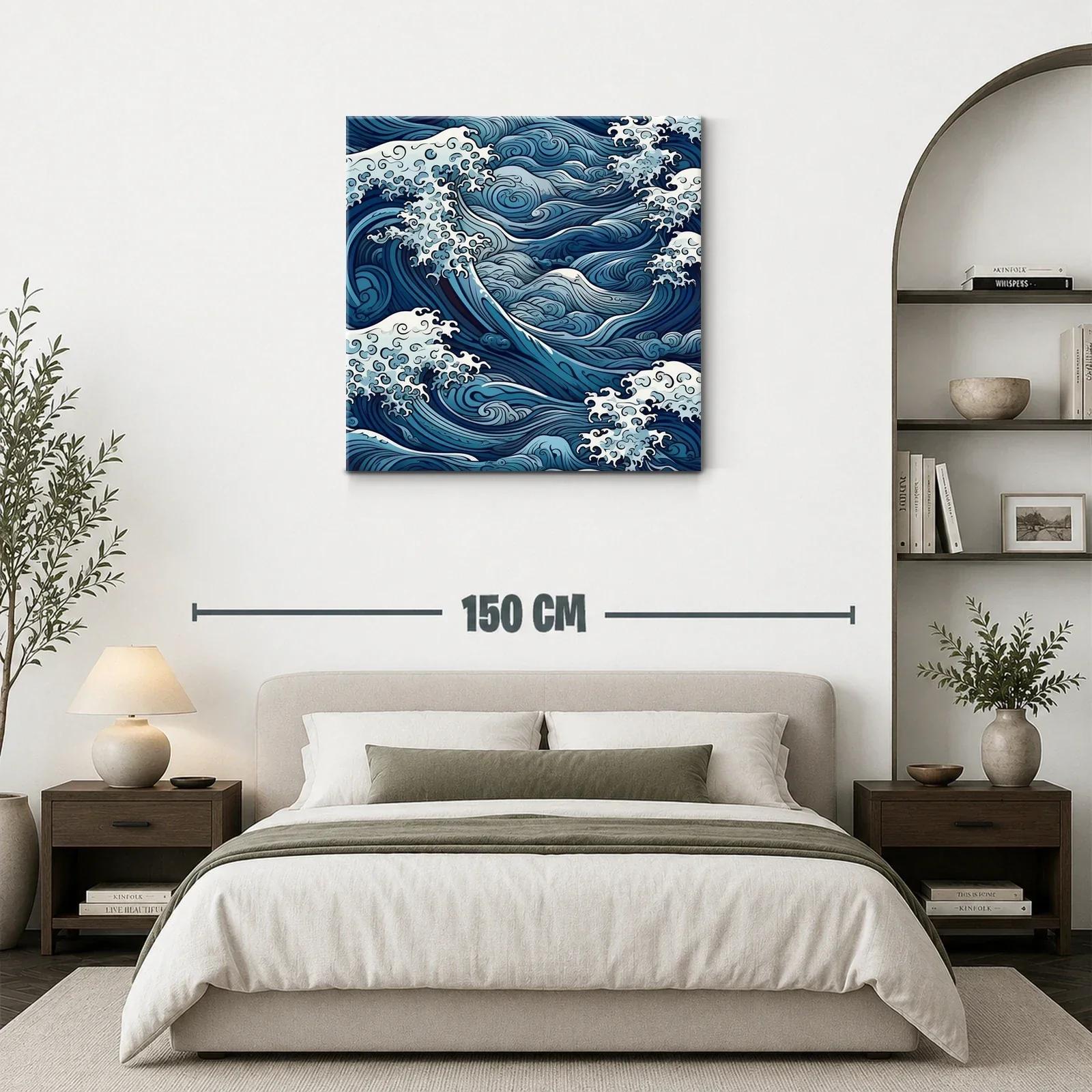Olas en movimiento con tonos azules y blancos marinos — miniatura 3