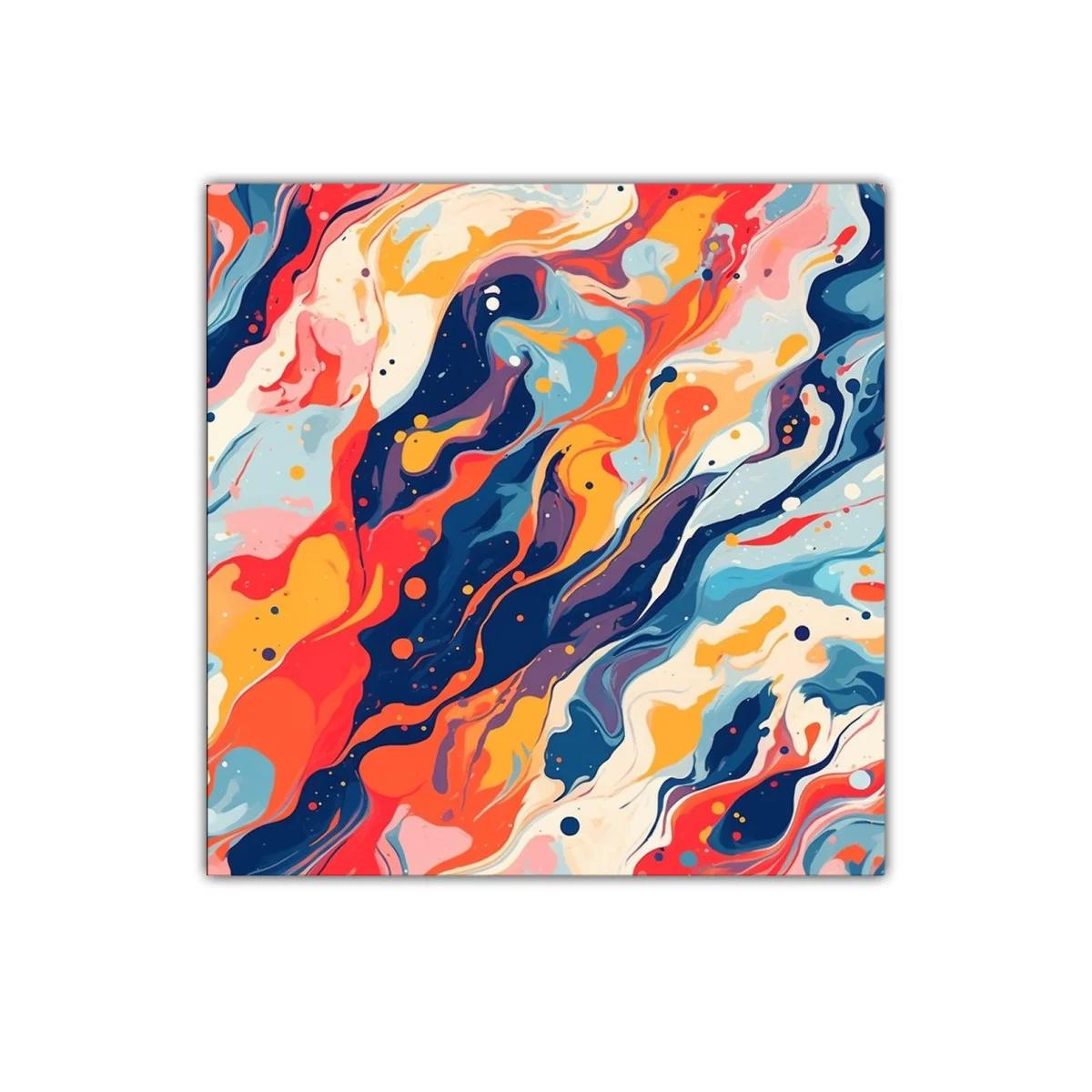Cuadro abstracto con explosión de colores vibrantes y dinámicos