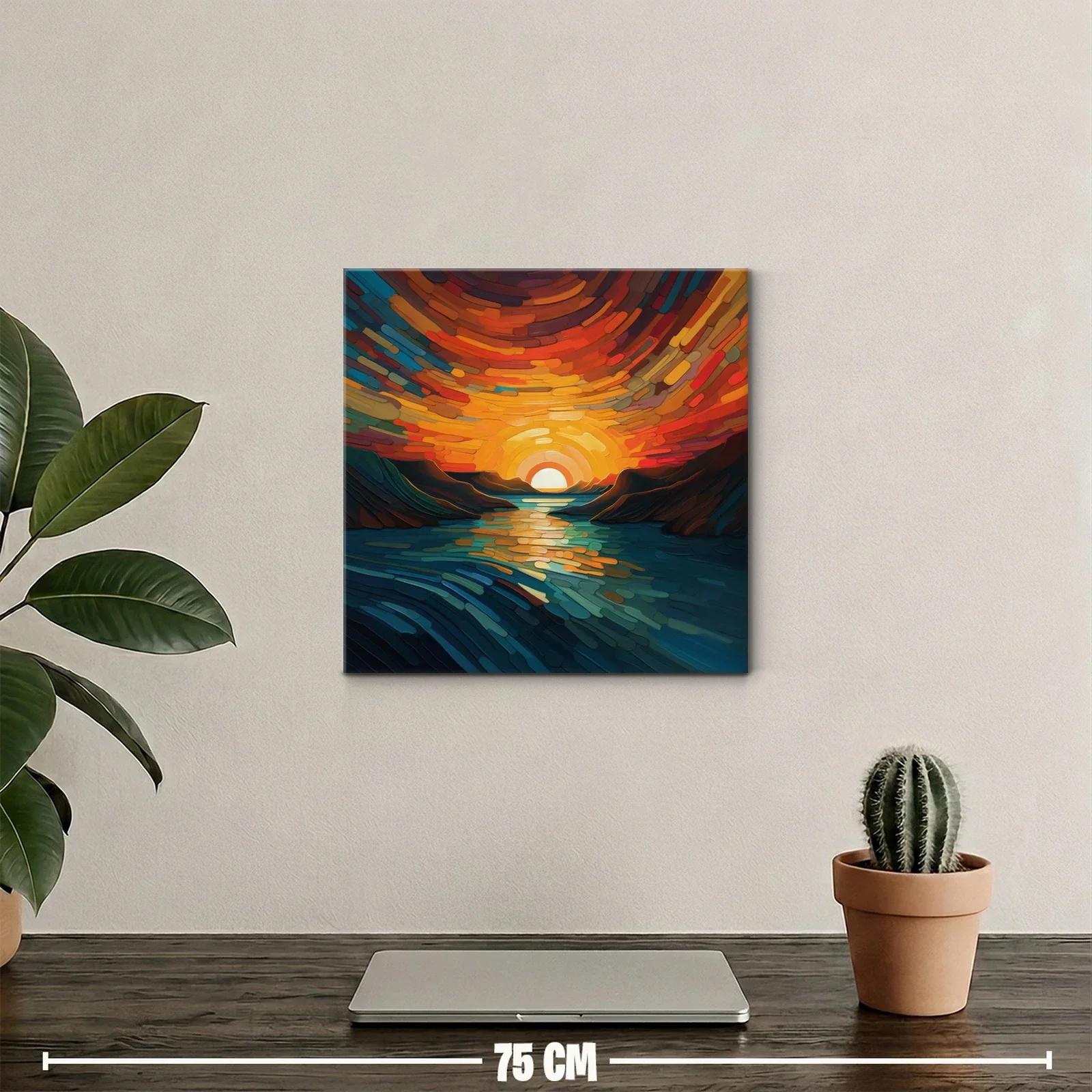 Esplendoroso atardecer entre montañas y río sereno — miniatura 2
