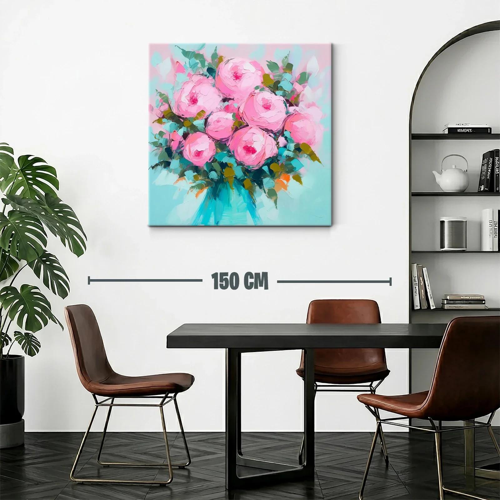 Ramo de rosas rosas vibrantes con follaje fresco — miniatura 2