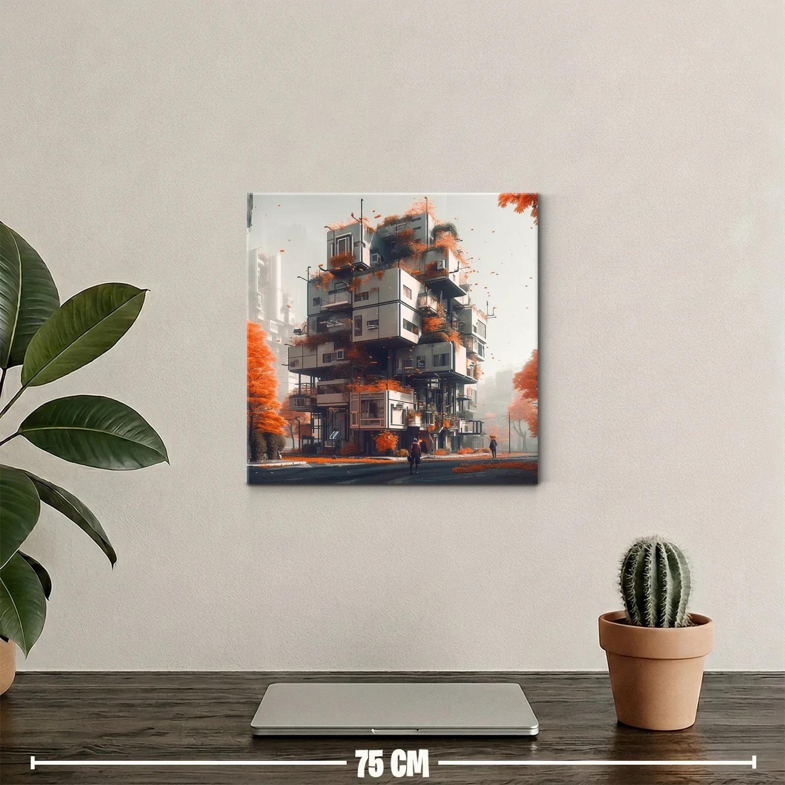 Arquitectura moderna entre follaje otoñal vibrante — miniatura 2