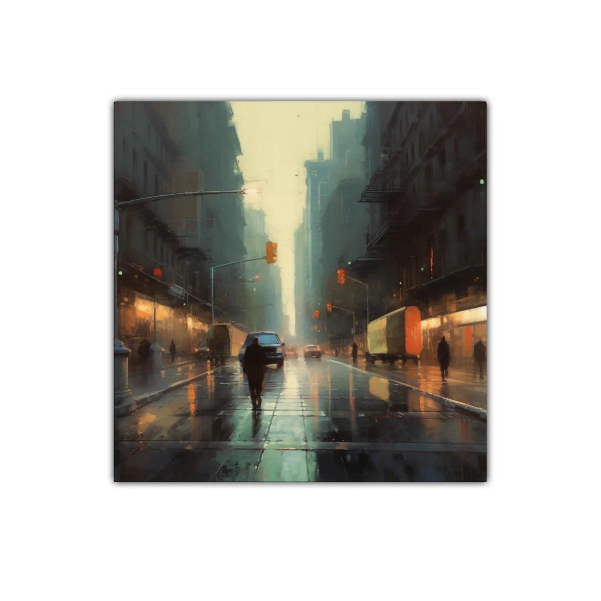 Atardecer lluvioso en la ciudad con luces cálidas — imagen principal