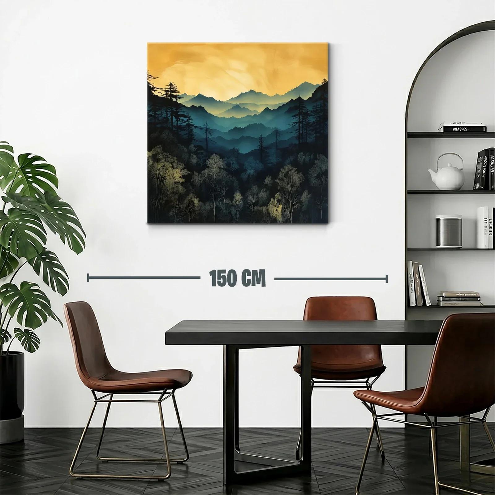 Atardecer dorado sobre montañas y bosques silentes — miniatura 2
