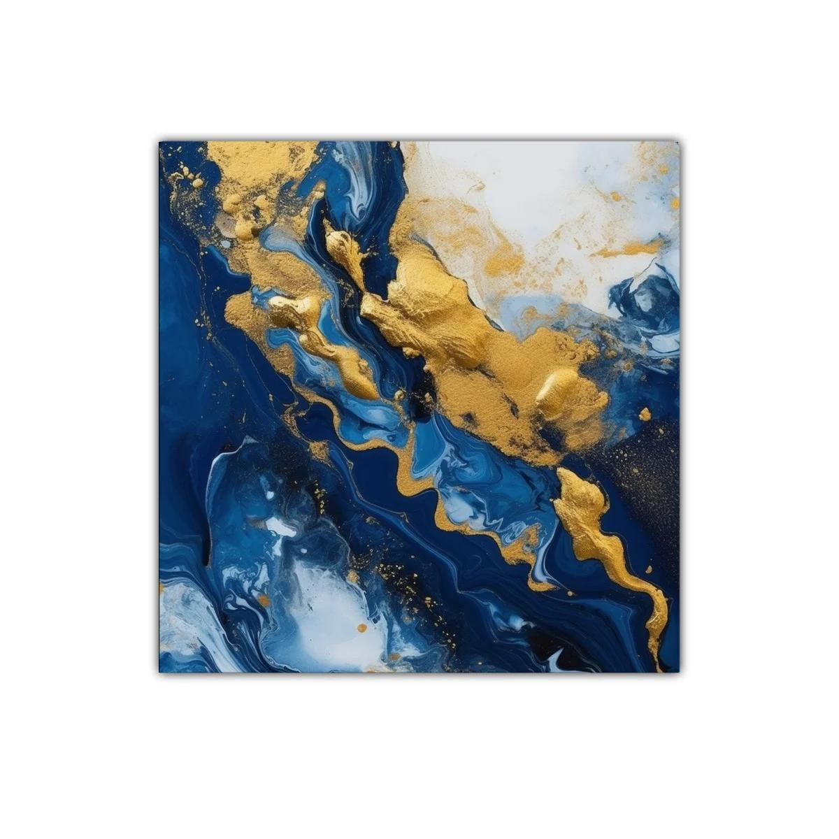 Arte abstracto en azul y dorado para ambientes elegantes