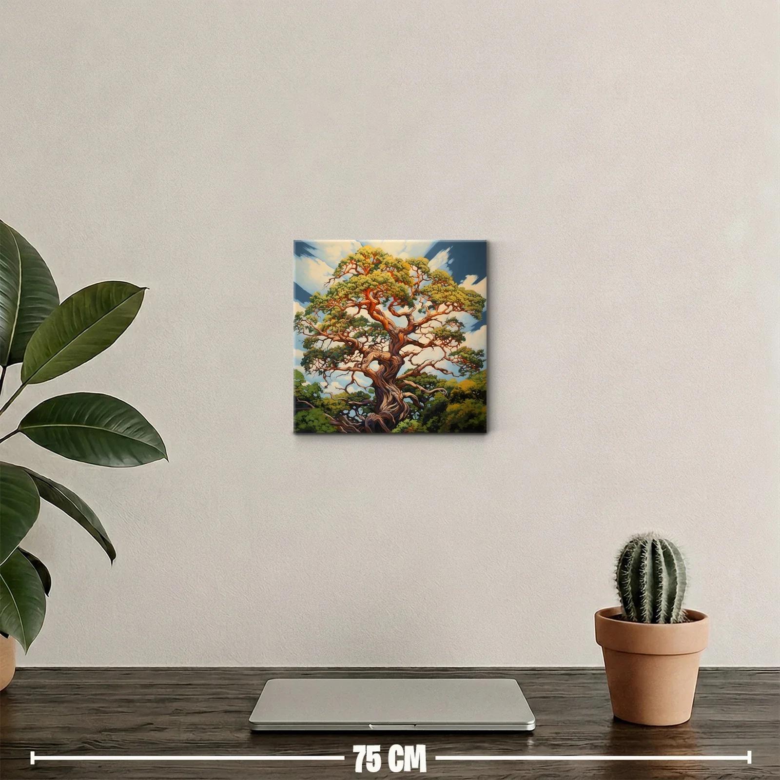 Árbol majestuoso con ramas retorcidas y follaje dorado — miniatura 2