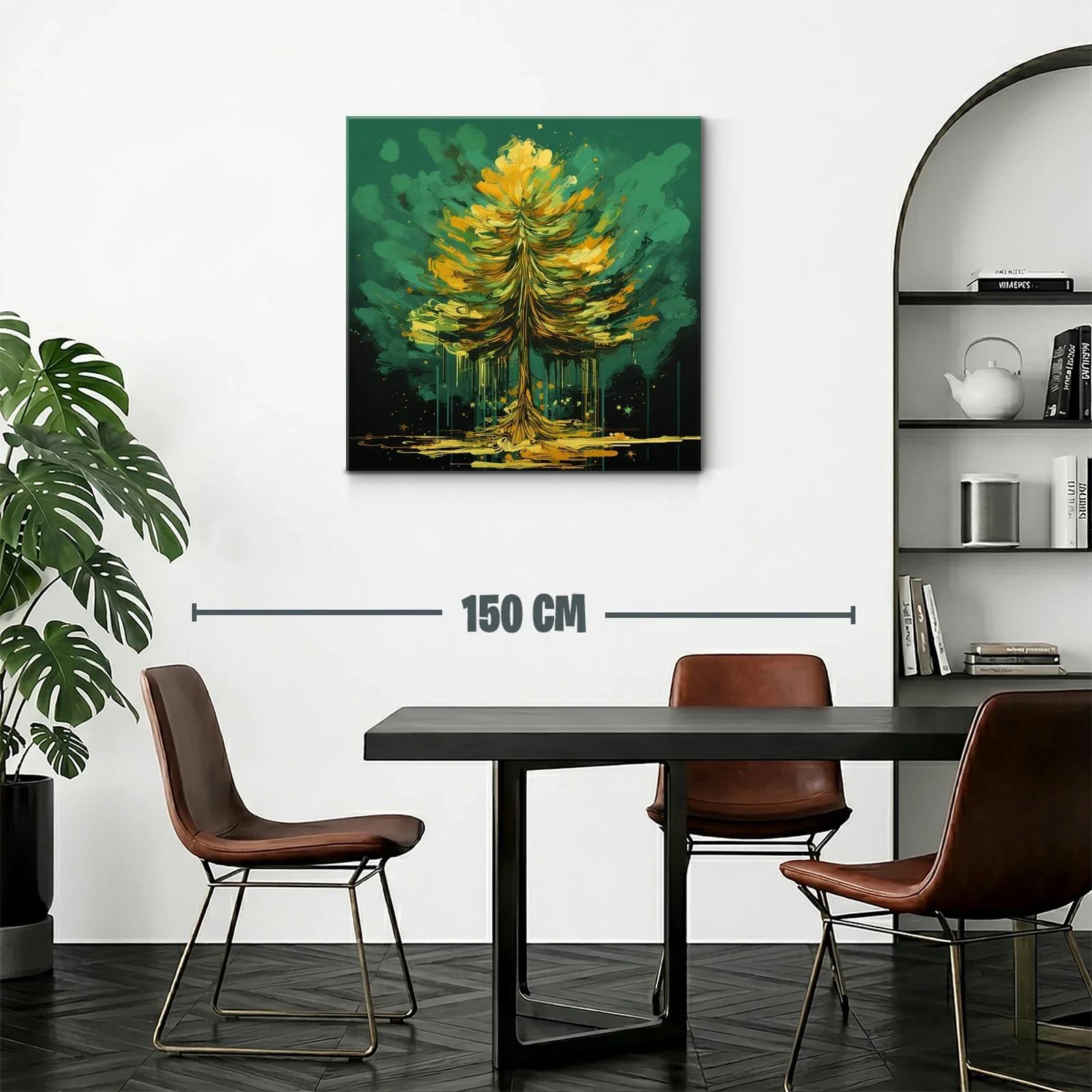 Árbol vibrante en tonos verdes y dorados — miniatura 2