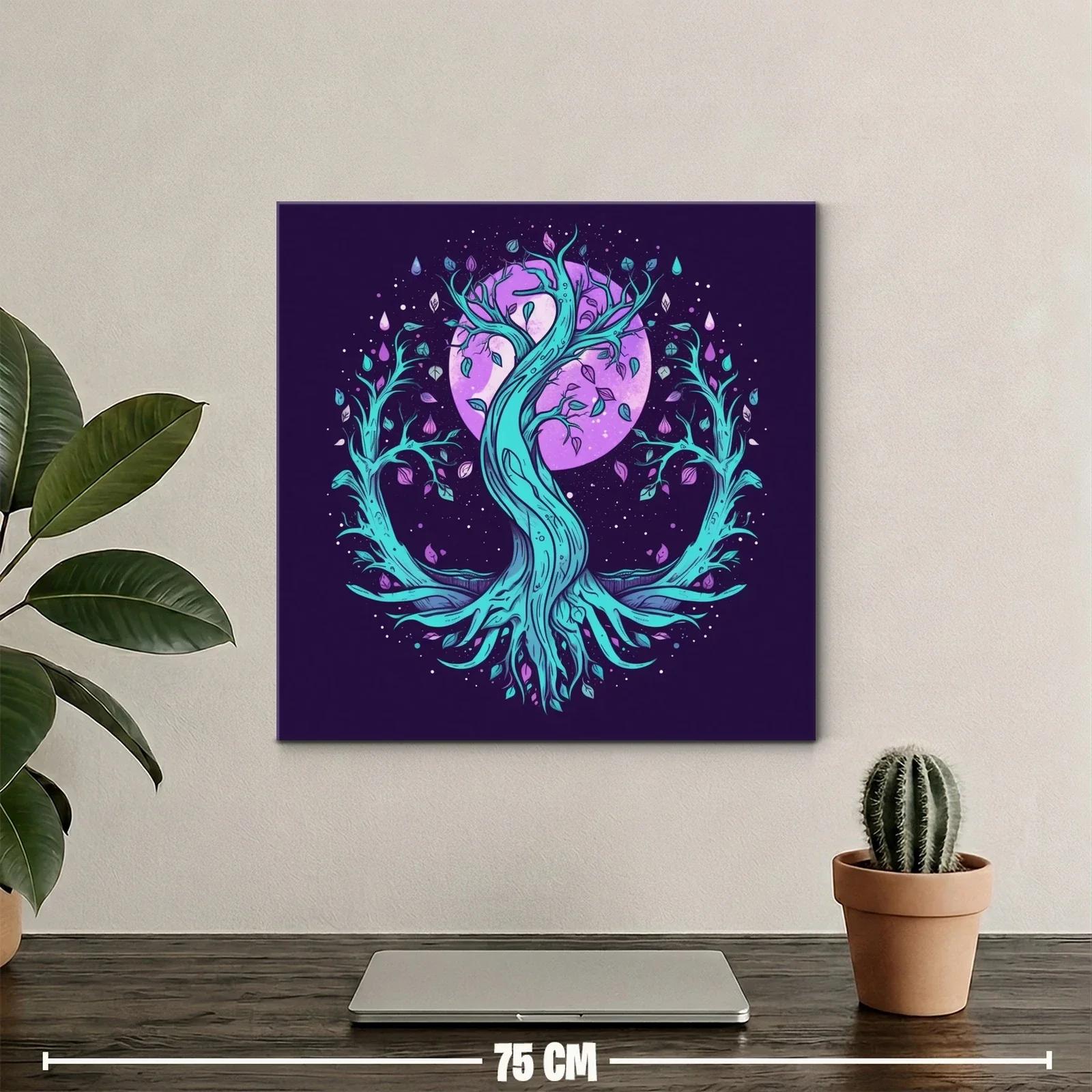 Árbol místico con luna púrpura y ramas vibrantes — miniatura 2