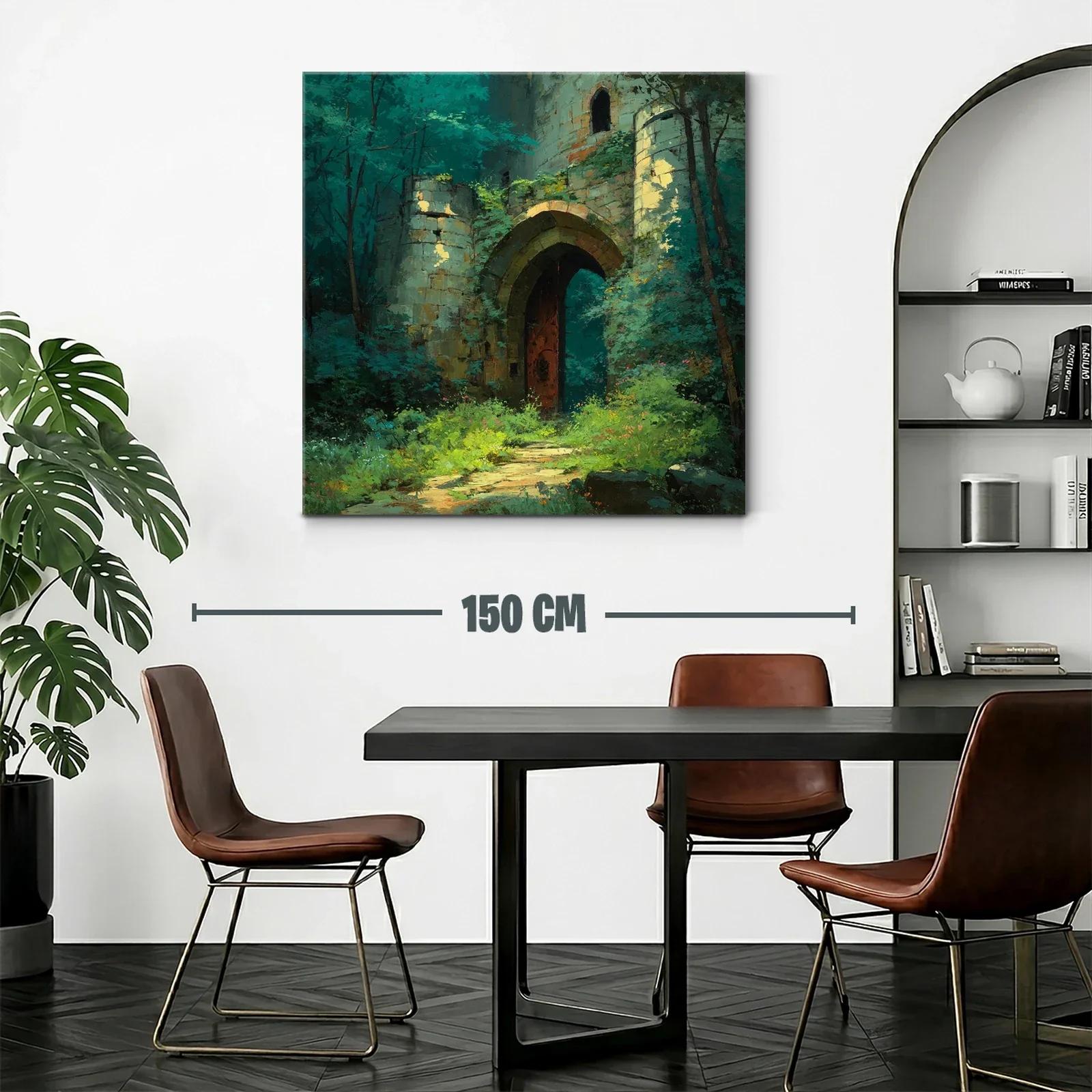 Entrada mágica de castillo entre frondoso bosque verde — miniatura 2