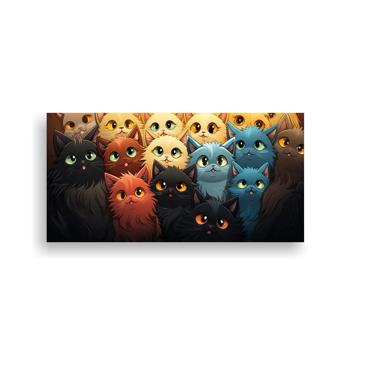Cuadro grupo de gatos de ojos grandes