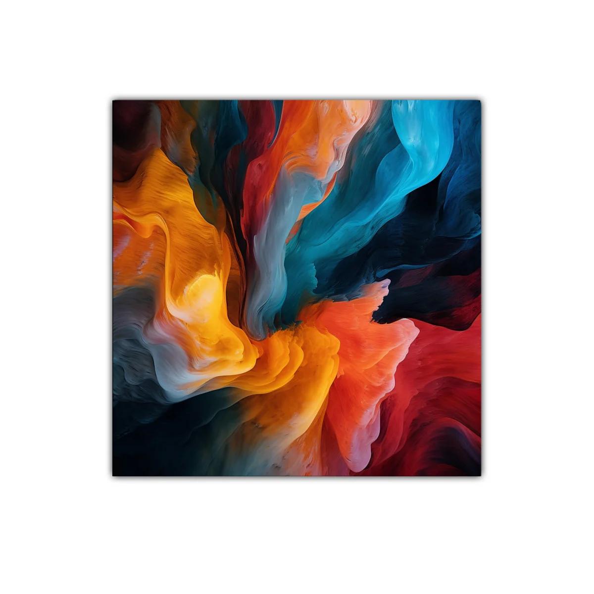Cuadro abstracto con flujo dinámico de colores intensos y vibrantes