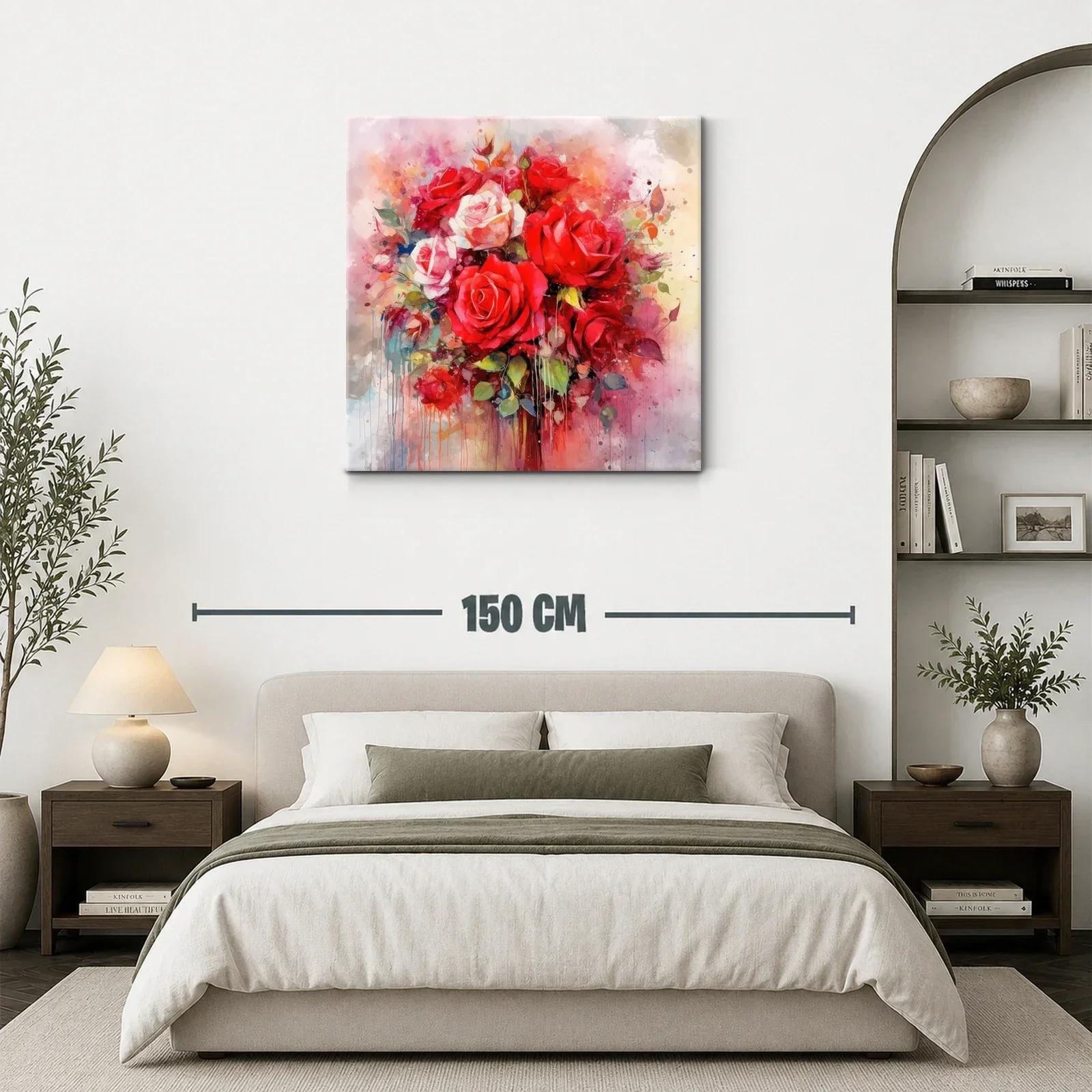 Ramo de rosas vibrantes con notas acuareladas y delicadas — miniatura 3