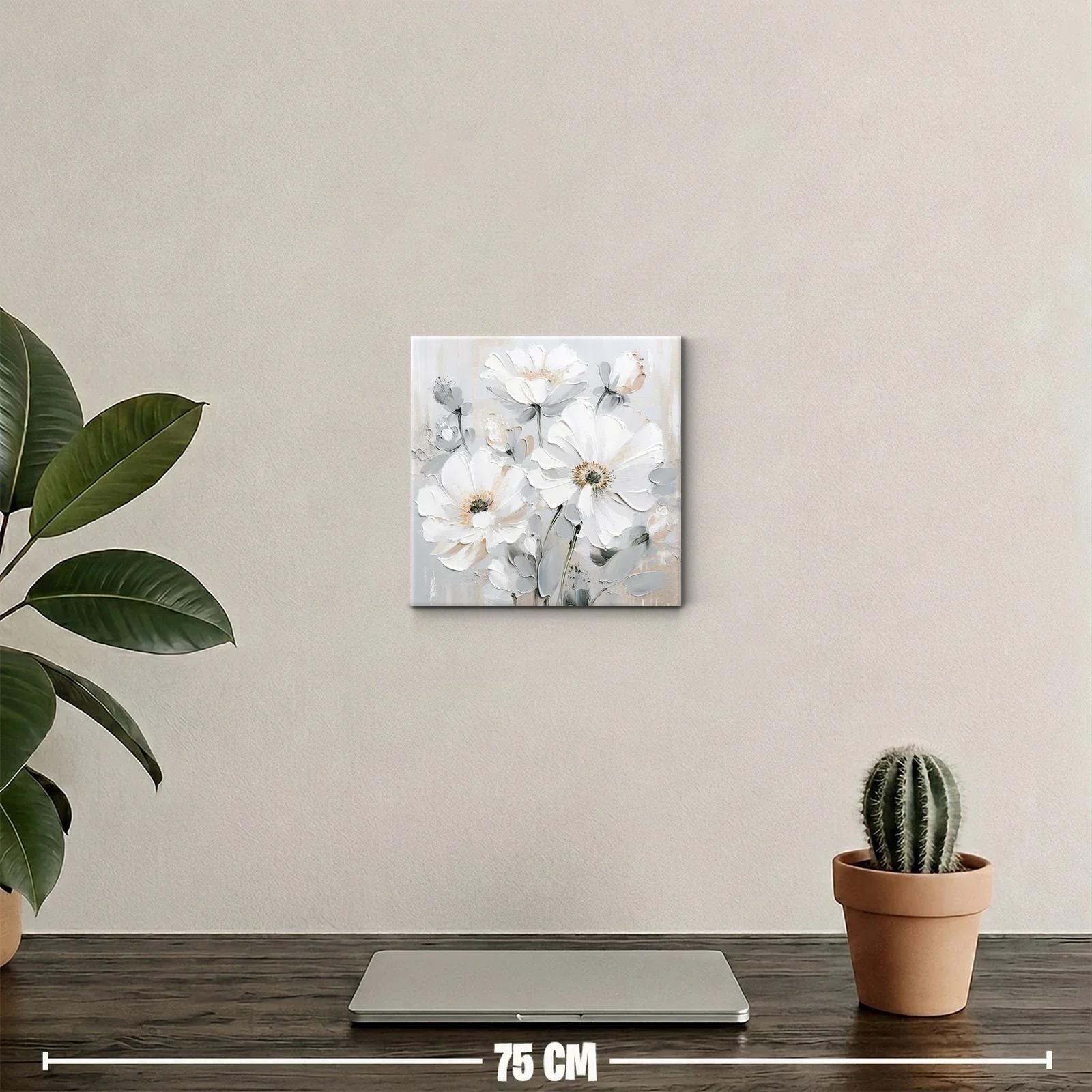 Cuadro decorativo flores blancas suaves y elegantes — miniatura 2