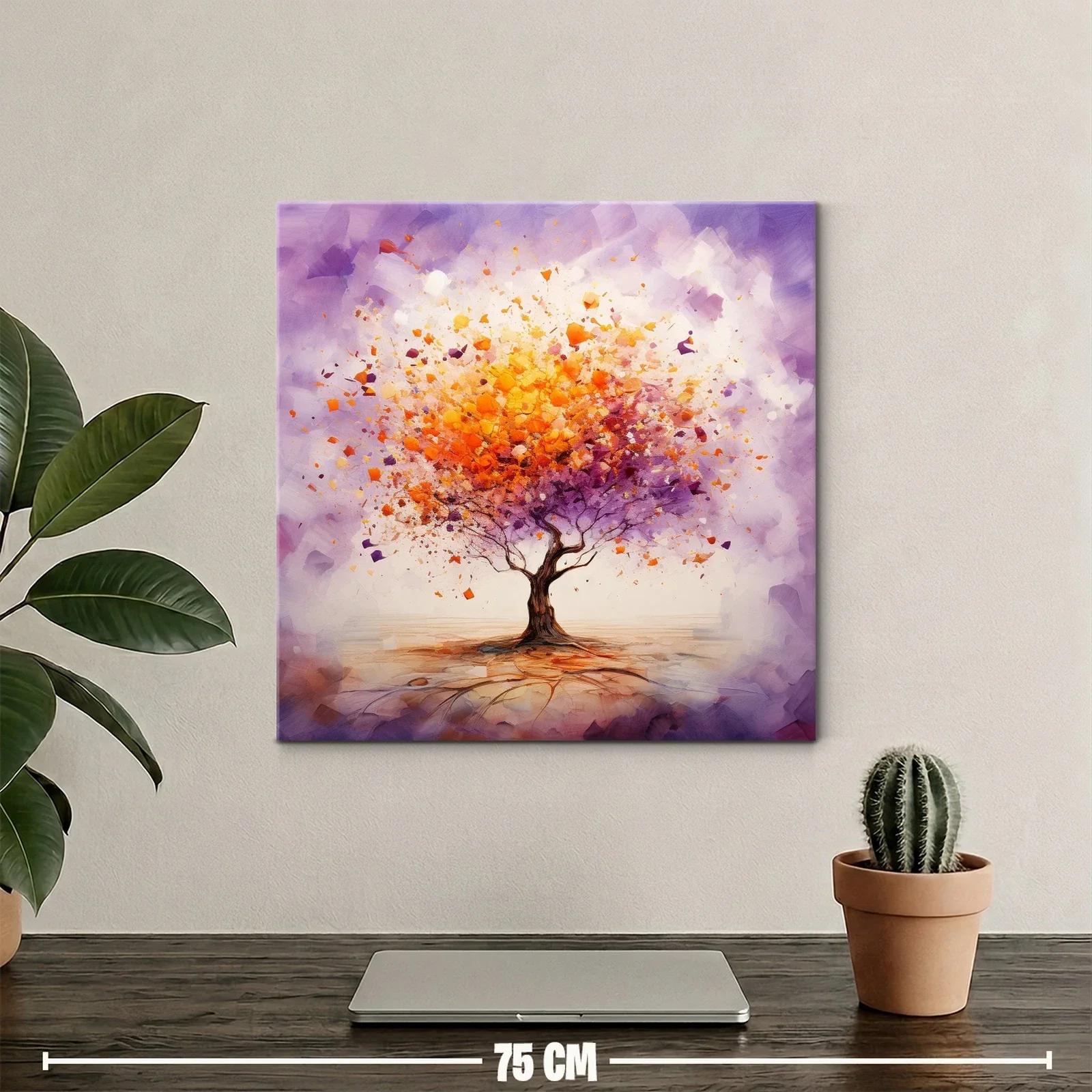 Árbol vibrante con explosión de hojas en tonos cálidos y morados — miniatura 2