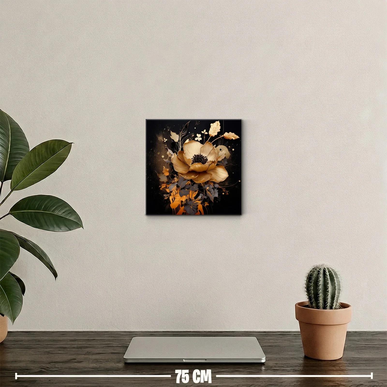 Flor dorada elegante sobre fondo oscuro y sofisticado — miniatura 2