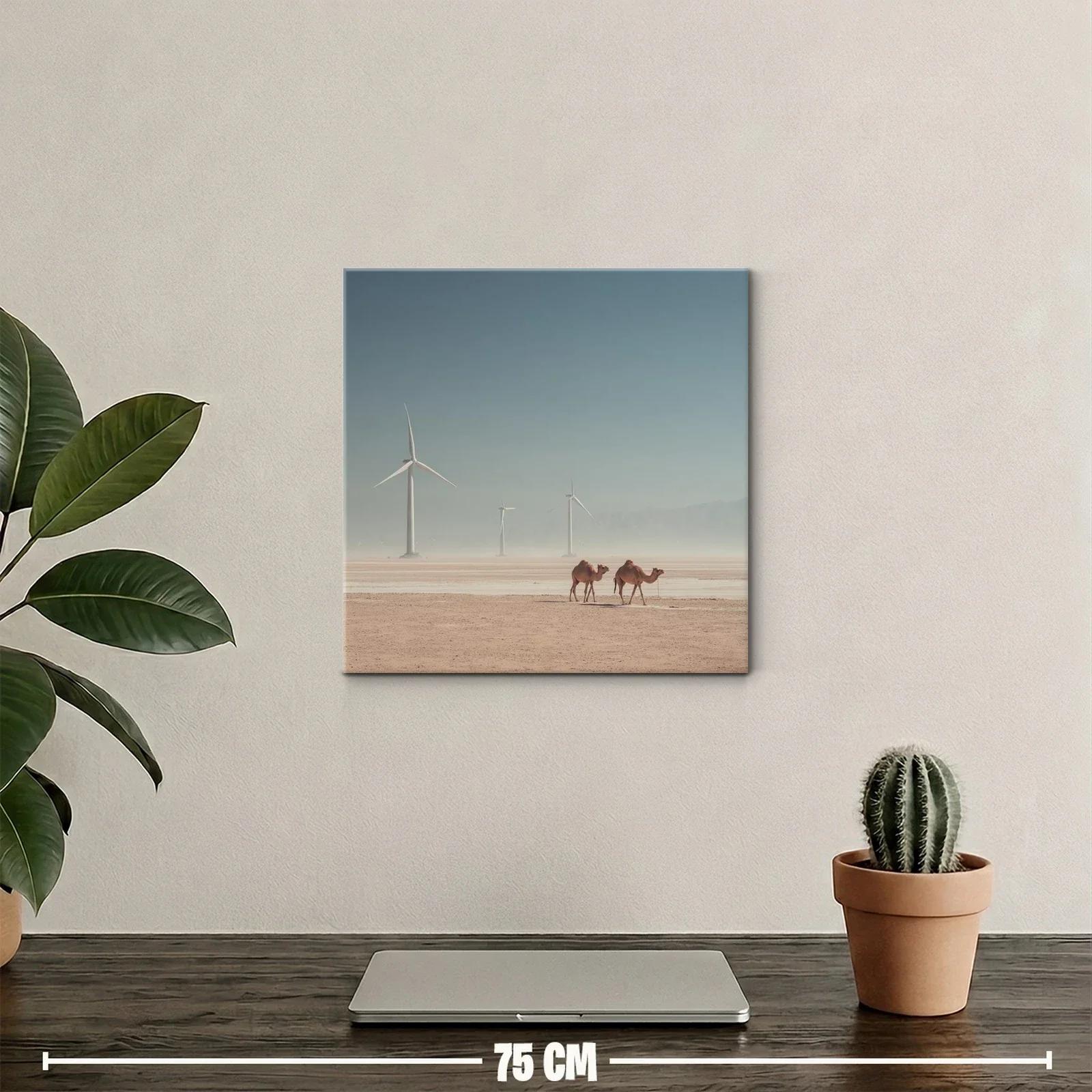 Paisaje Desértico con Camellos y Molinos de Viento — miniatura 2