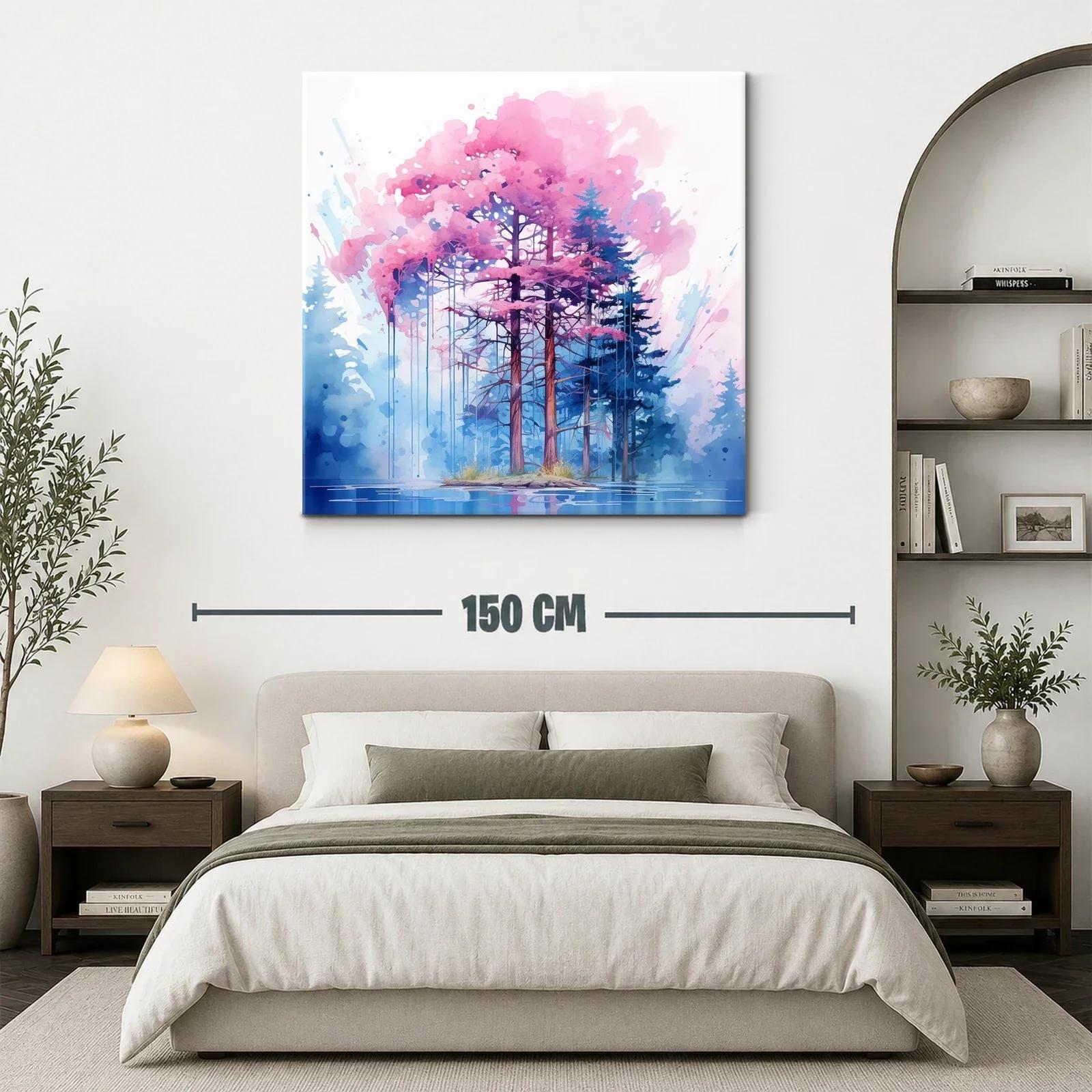 Bosque mágico con árboles en tonos rosa y azul — miniatura 3