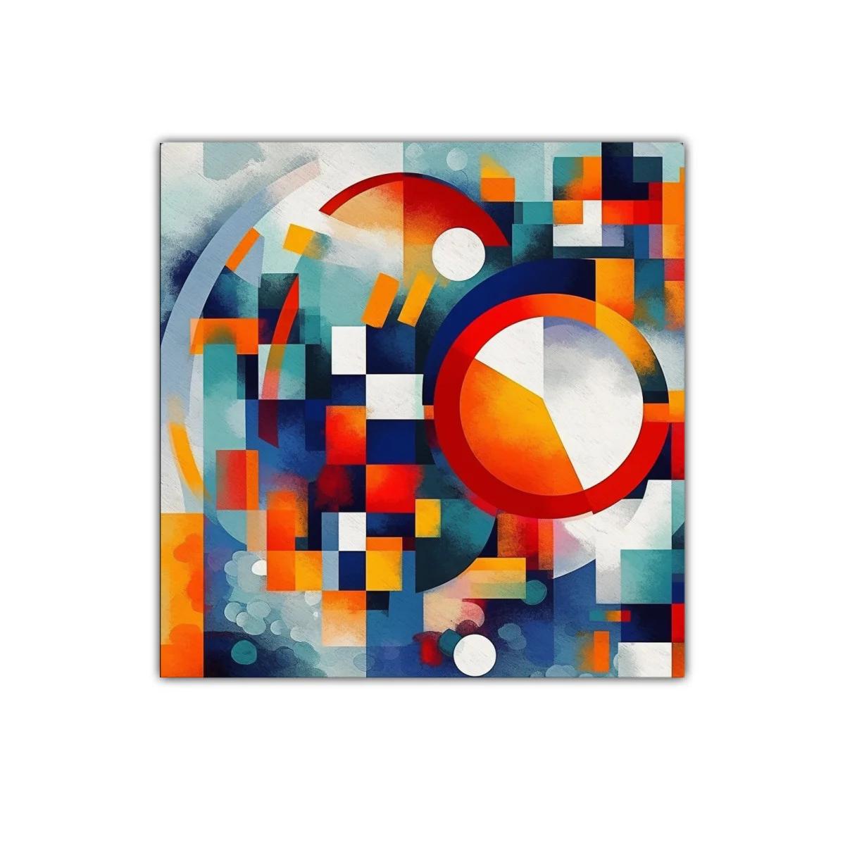 Cuadro abstracto con formas geométricas en colores vibrantes