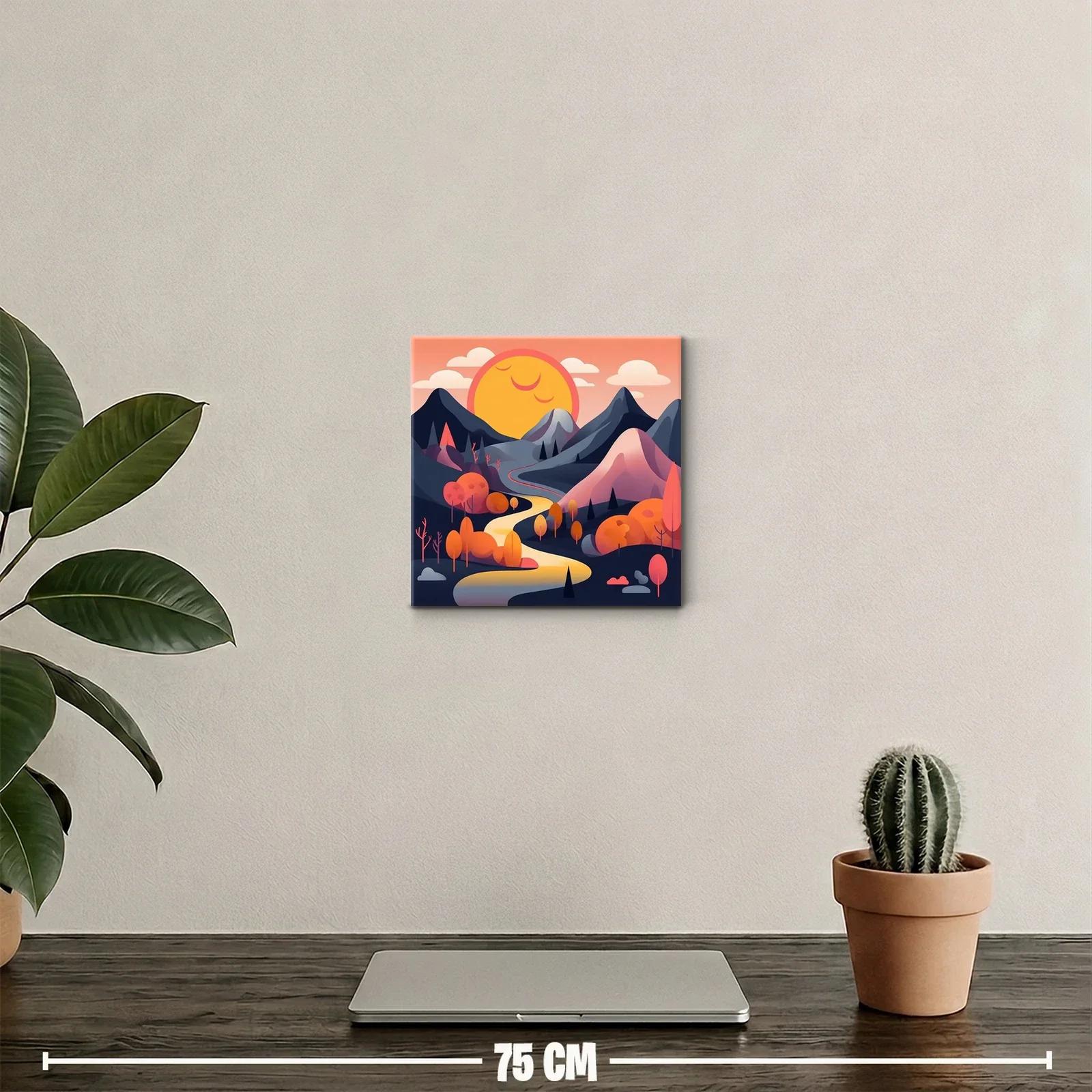 Paisaje sereno con camino y sol radiante al atardecer — miniatura 2