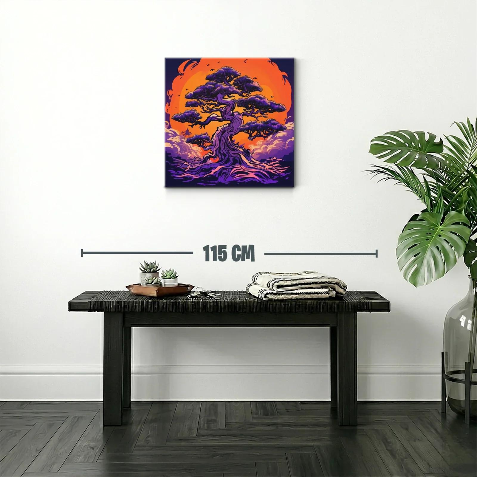 Árbol místico en contraste vibrante con fondo ardiente — miniatura 2