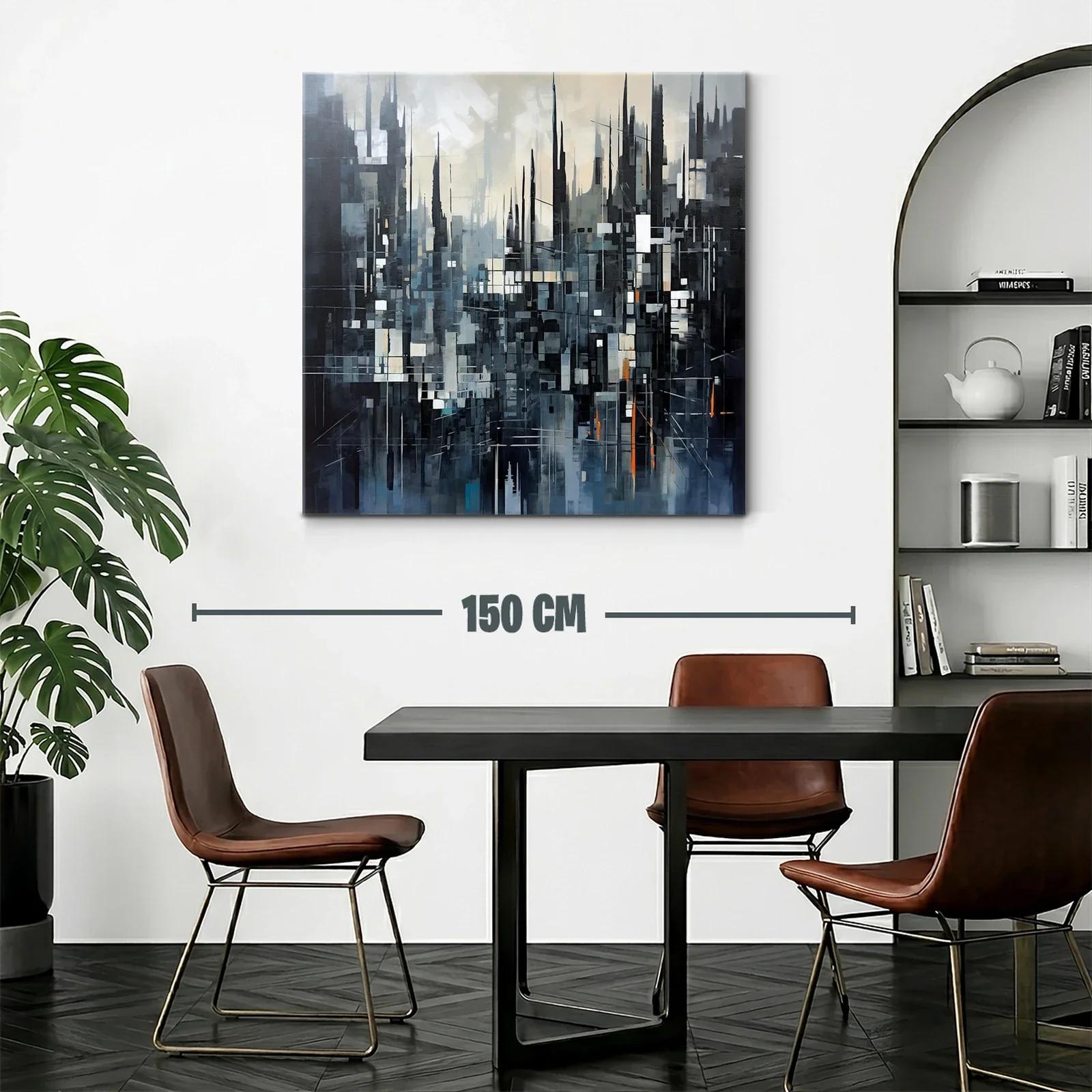 Composición abstracta urbana en tonos fríos y toques cálidos — miniatura 2