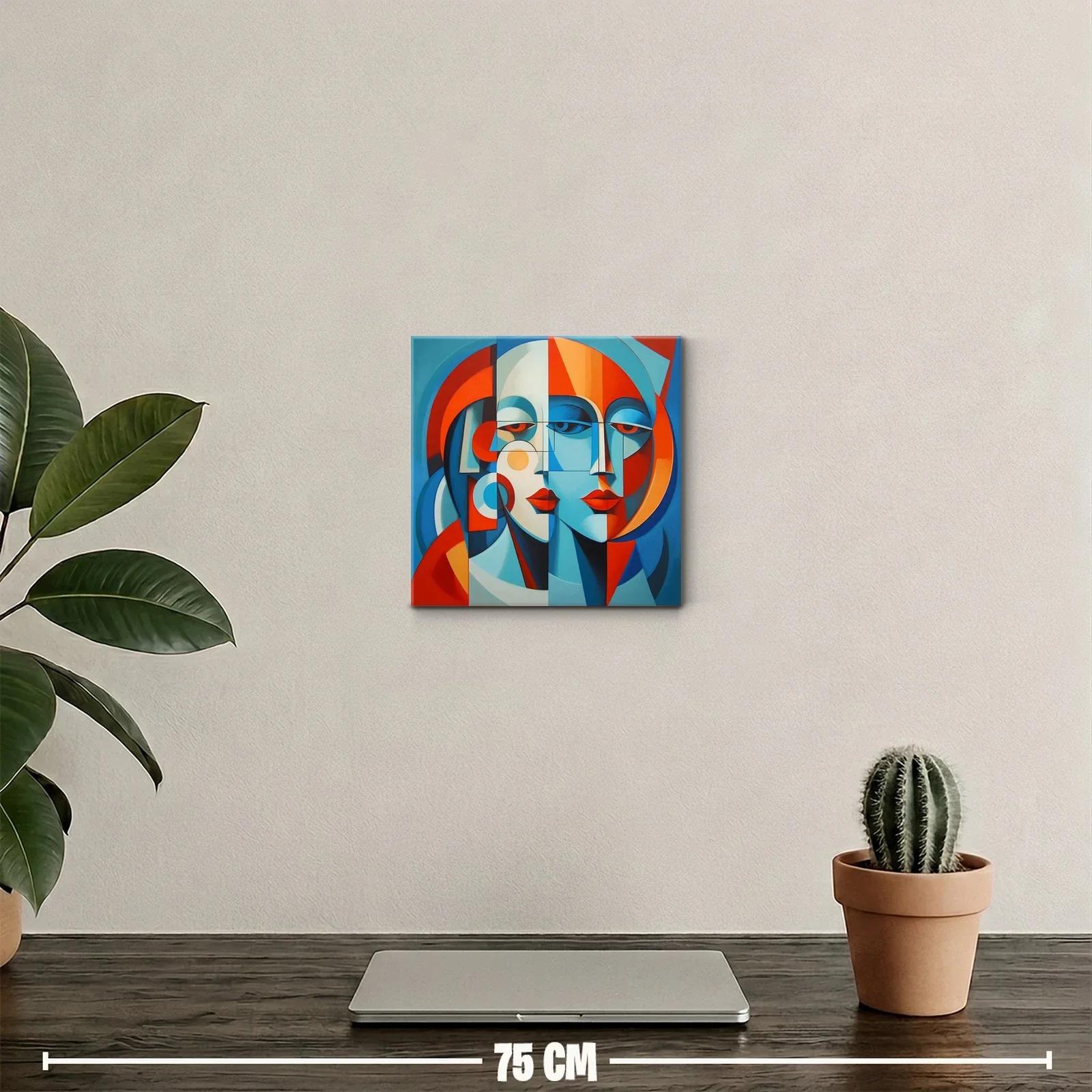 Rostros abstractos en vibrantes tonos azules y rojos — miniatura 2