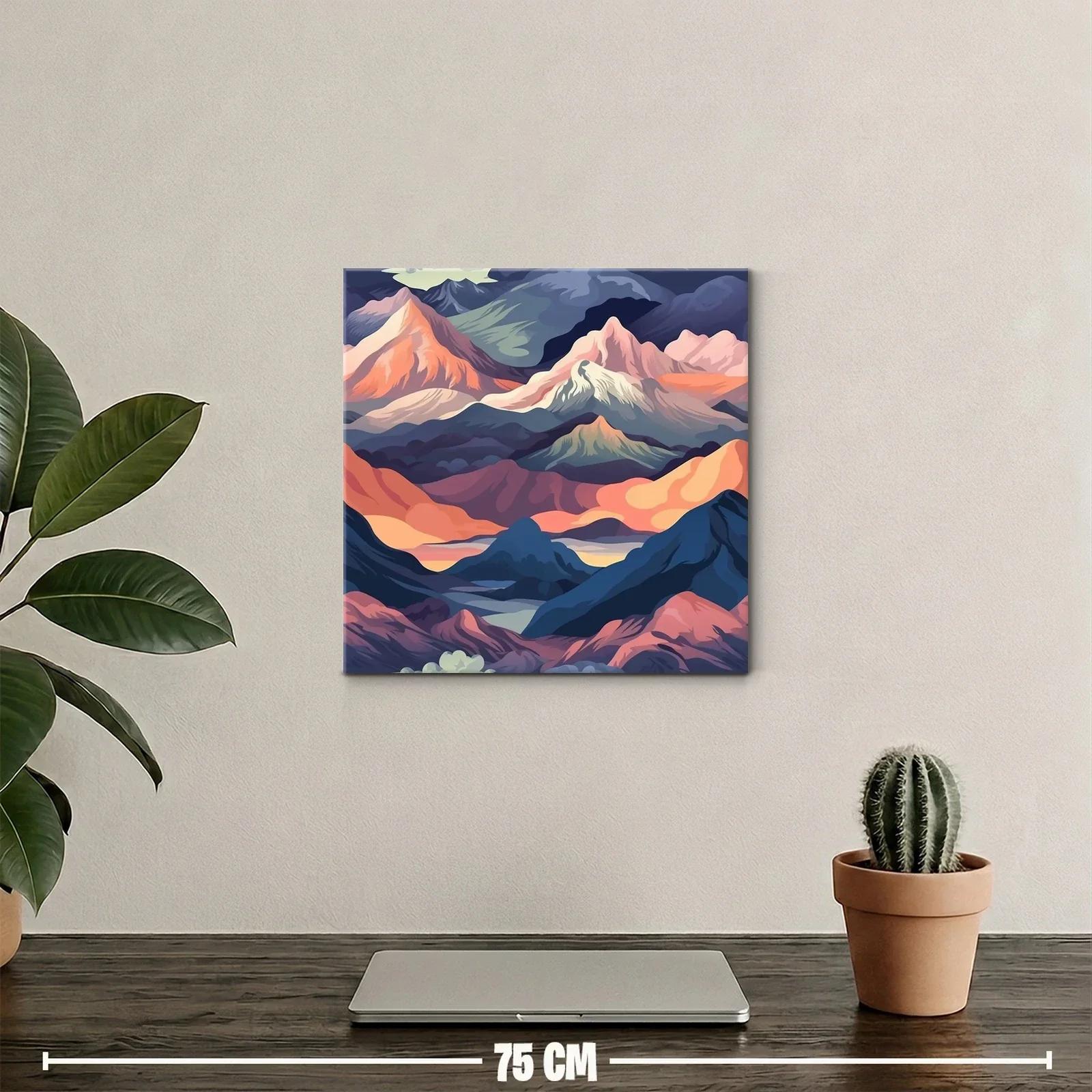 Paisaje de montañas en tonos cálidos y fríos contrastantes — miniatura 2
