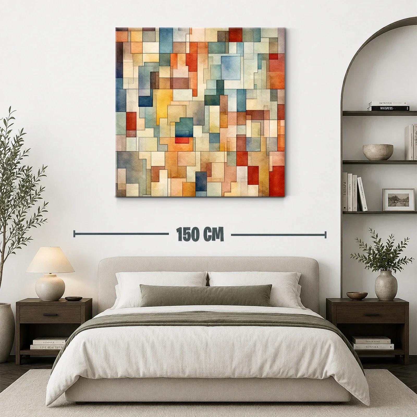 Composición abstracta con bloques en tonos cálidos y fríos — miniatura 3