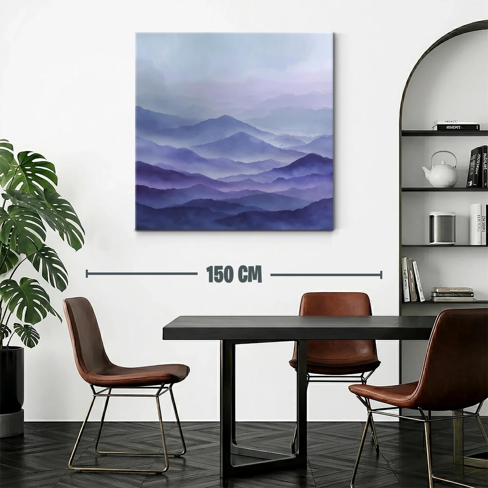 Paisaje de montañas en tonos azules y violeta suaves — miniatura 2