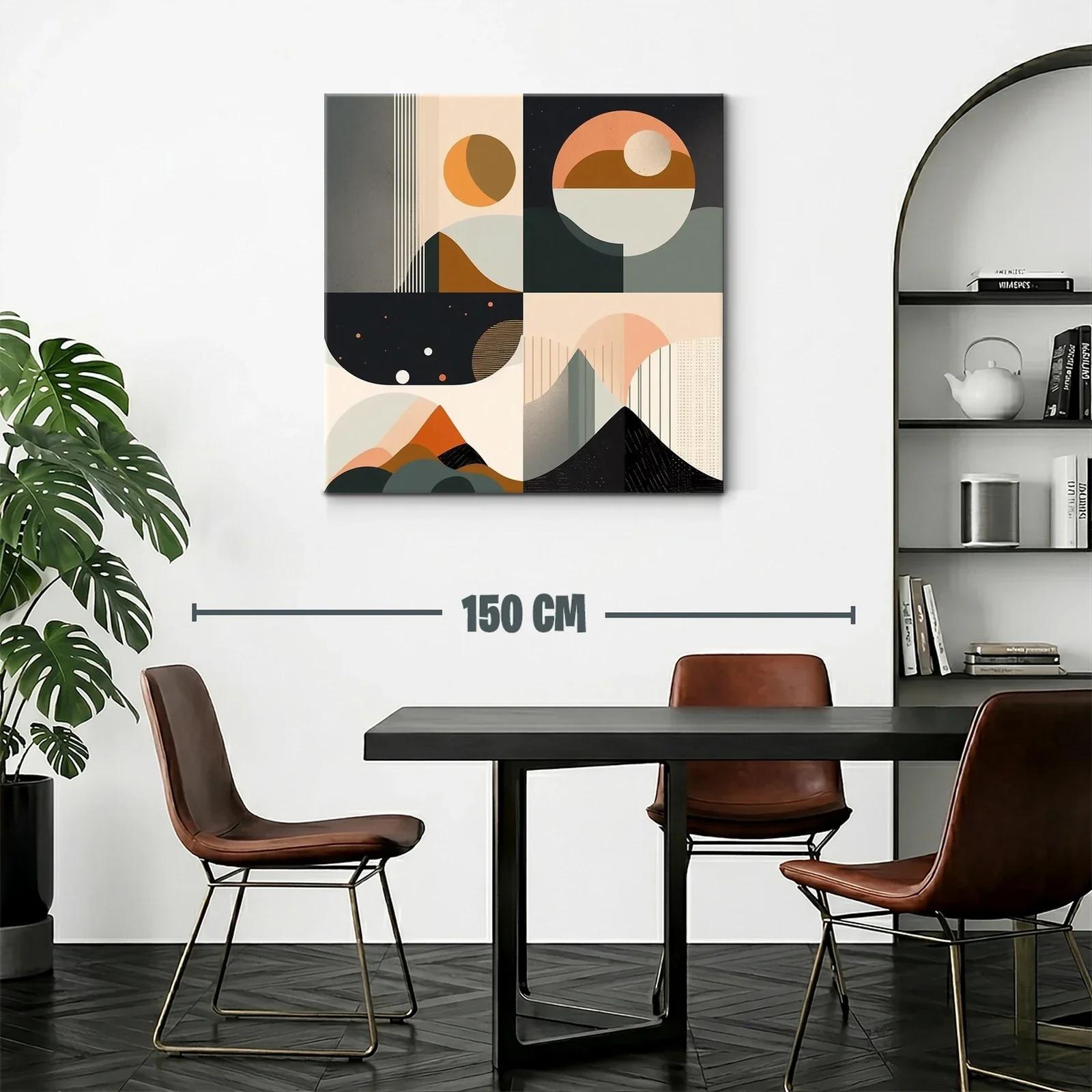 Cuadro abstracto con formas geométricas y tonos cálidos — miniatura 2