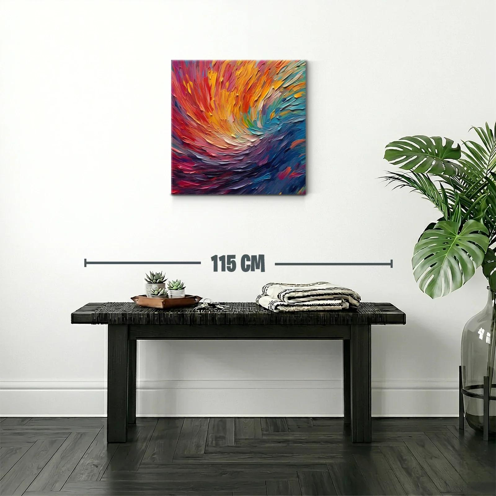 Cuadro abstracto con vibrantes tonos cálidos y fríos — miniatura 2
