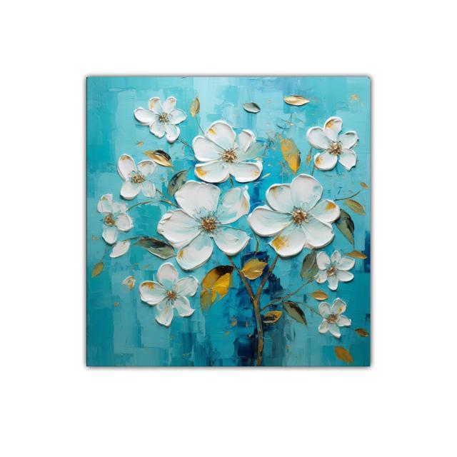 Elegancia floral en tonos turquesa y dorado