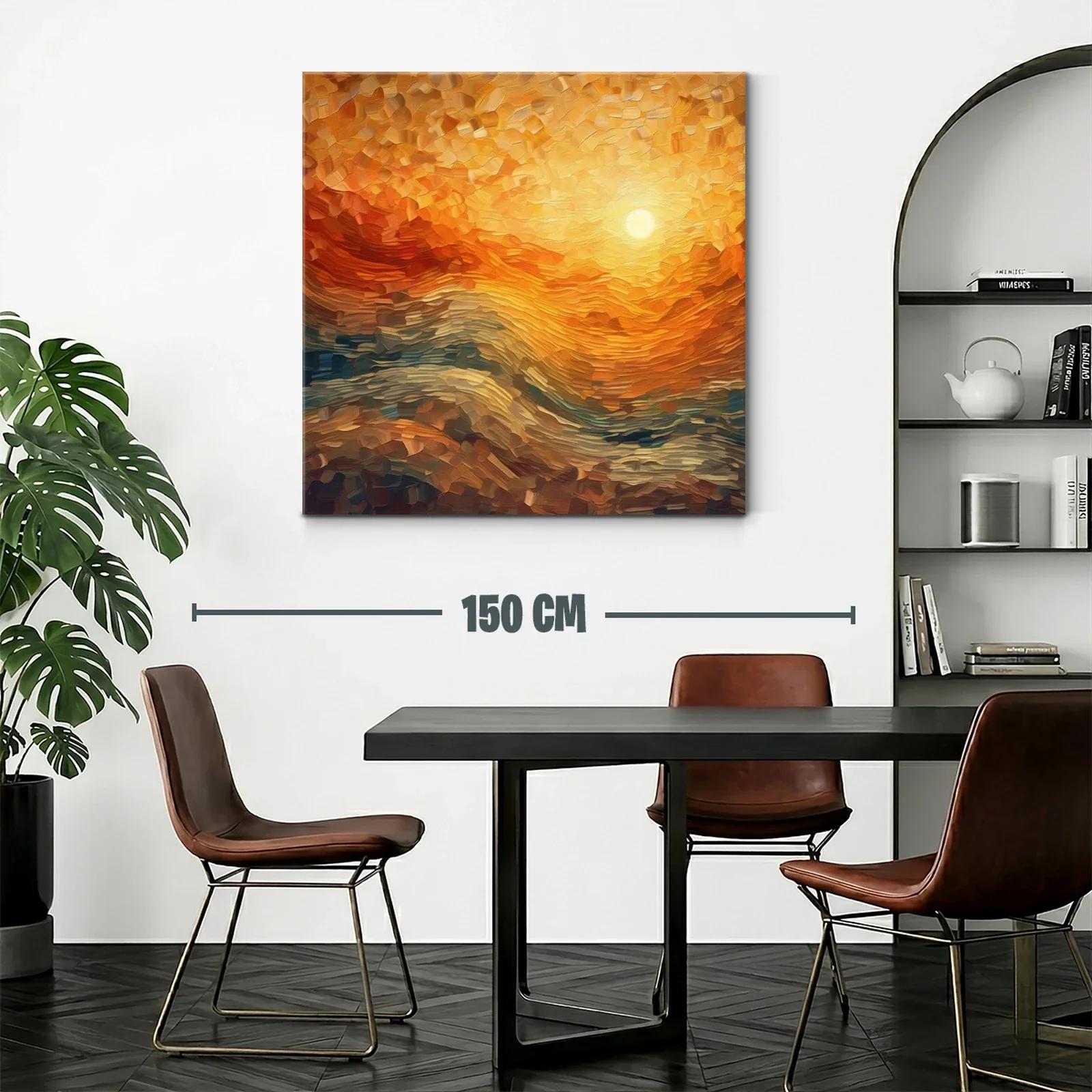 Cuadro abstracto con tonos cálidos y formas onduladas — miniatura 2