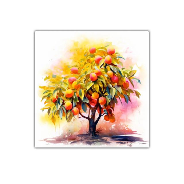 Cuadro decorativo árbol frutal en tonos vibrantes